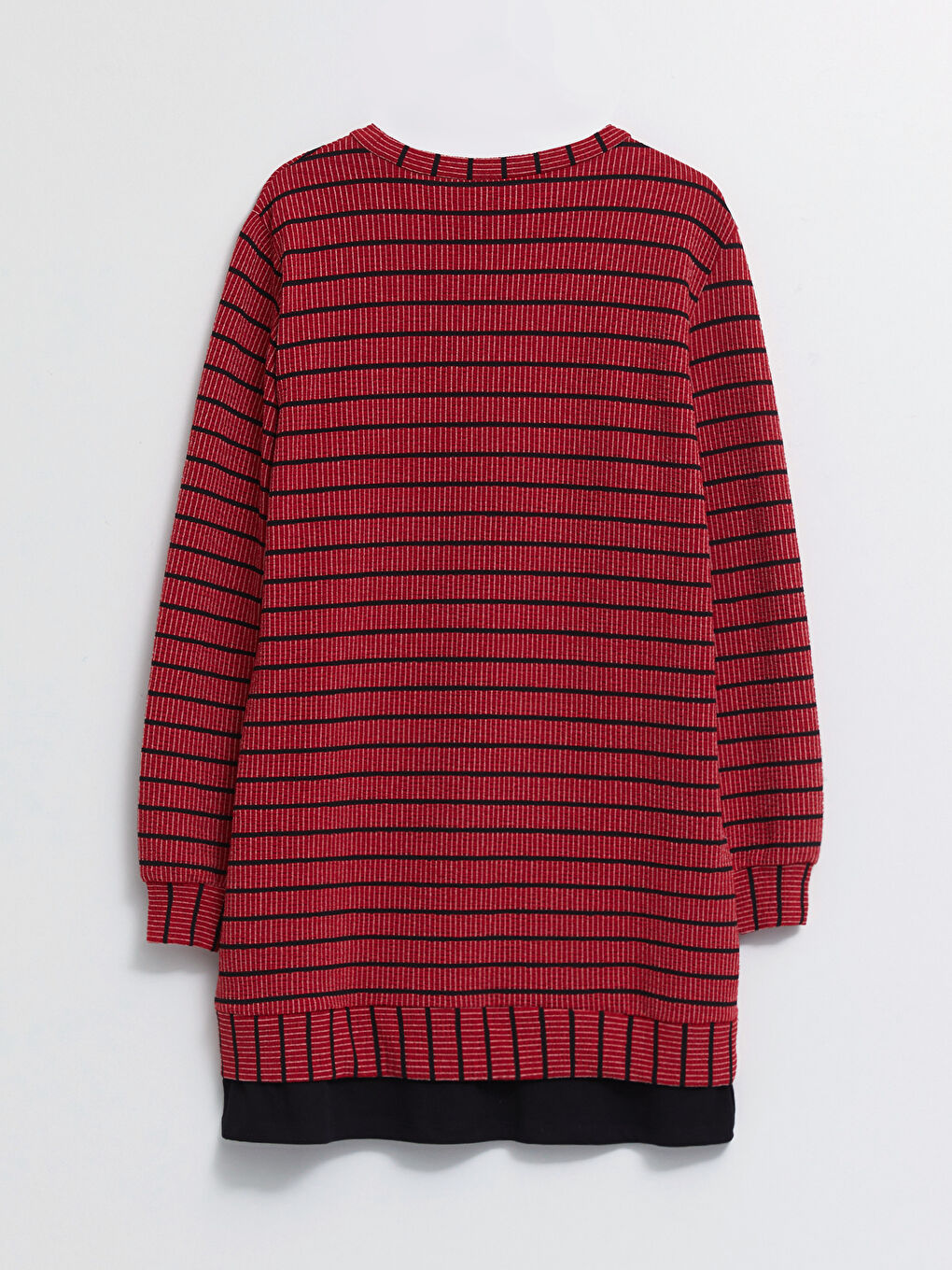 Kırmızı Bisiklet Yaka Çizgili Uzun Kollu Kadın Tunik-6