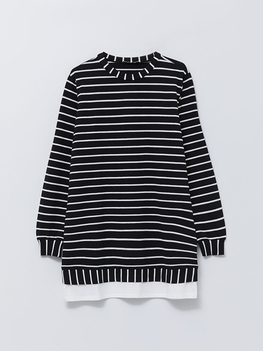 Crew Neck Striped Long Sleeve Women's Tunic-5