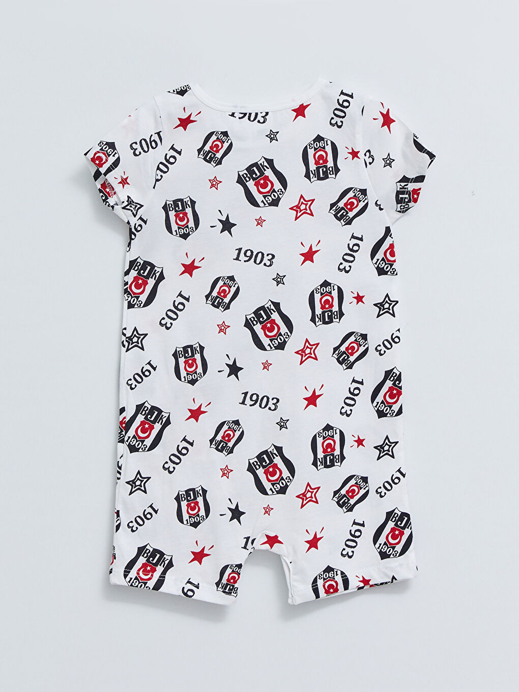 Siyah Bisiklet Yaka Kısa Kollu Beşiktaş Baskılı Erkek Bebek Taraftar Tulum 2'li-4