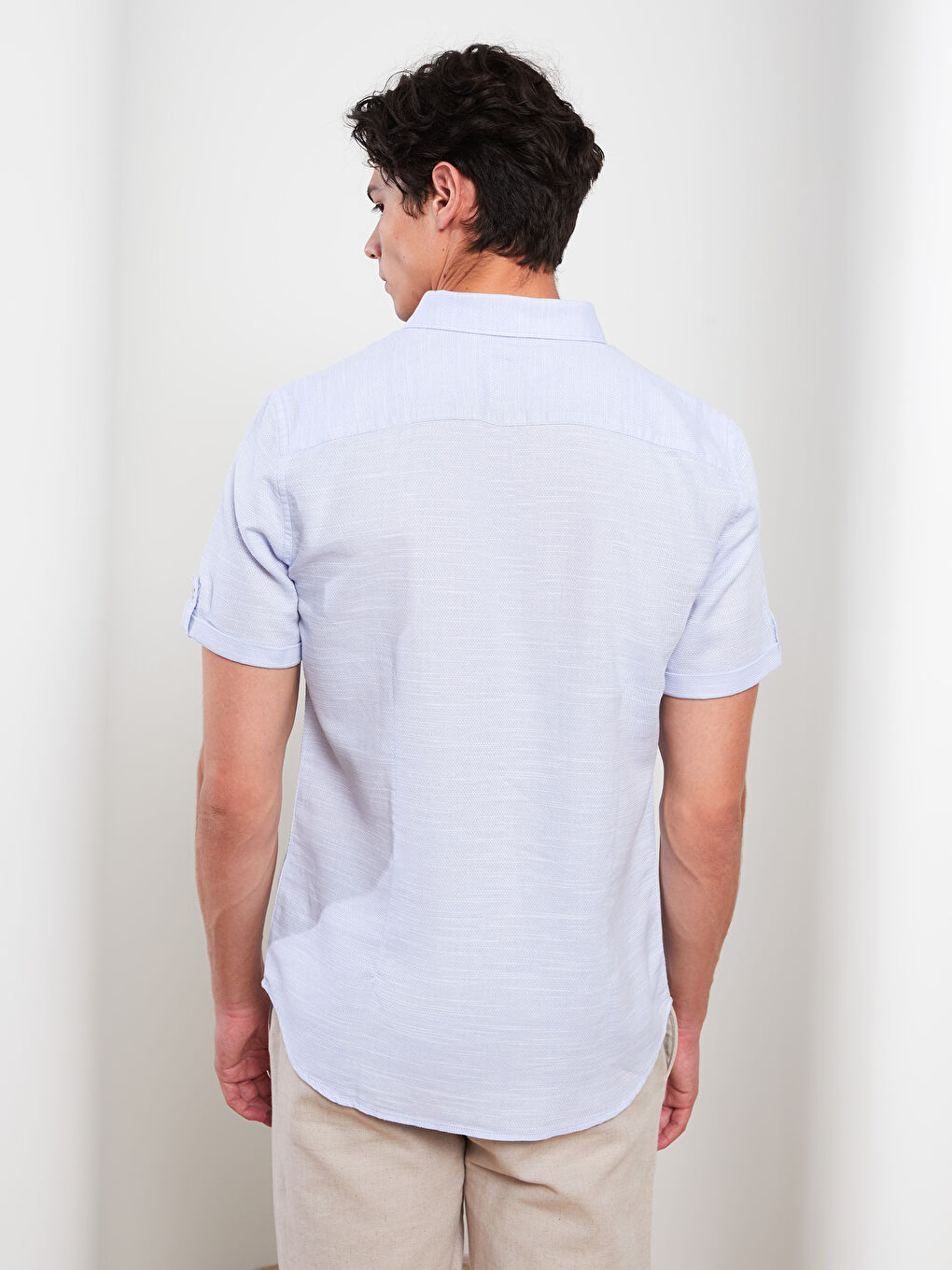 Mavi Slim Fit Kısa Kollu Erkek Gömlek-4