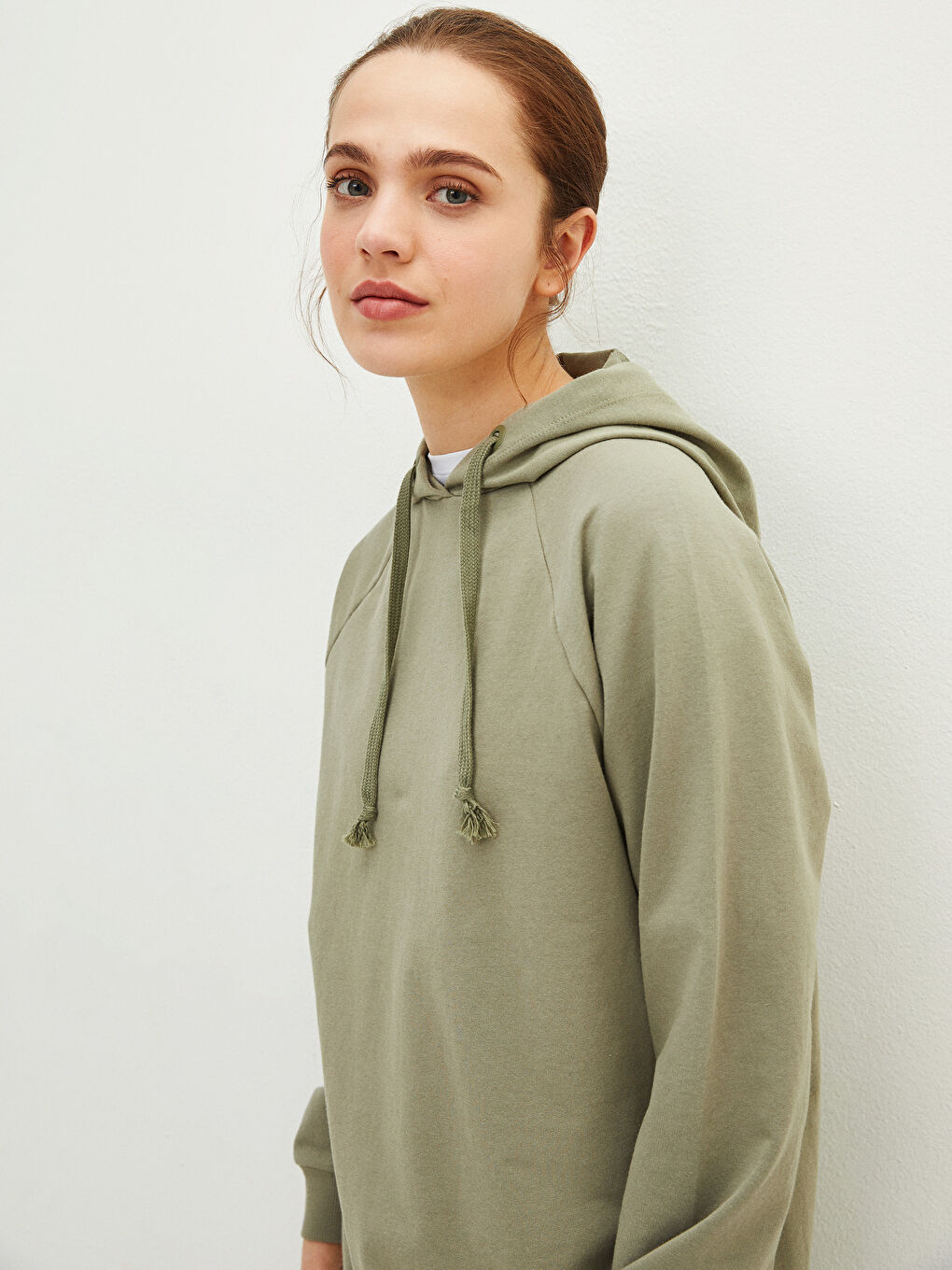 LCW Modest Hooded Plain Long Sleeve Oversize Women's Sweatshirt Tunic -S2BC66Z8-RQ2