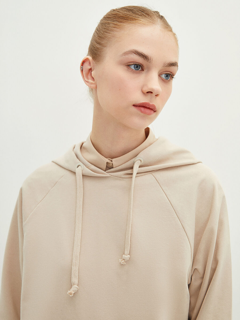 LCW Modest Hooded Plain Long Sleeve Oversize Women's Sweatshirt Tunic -S2BC66Z8-RZ9