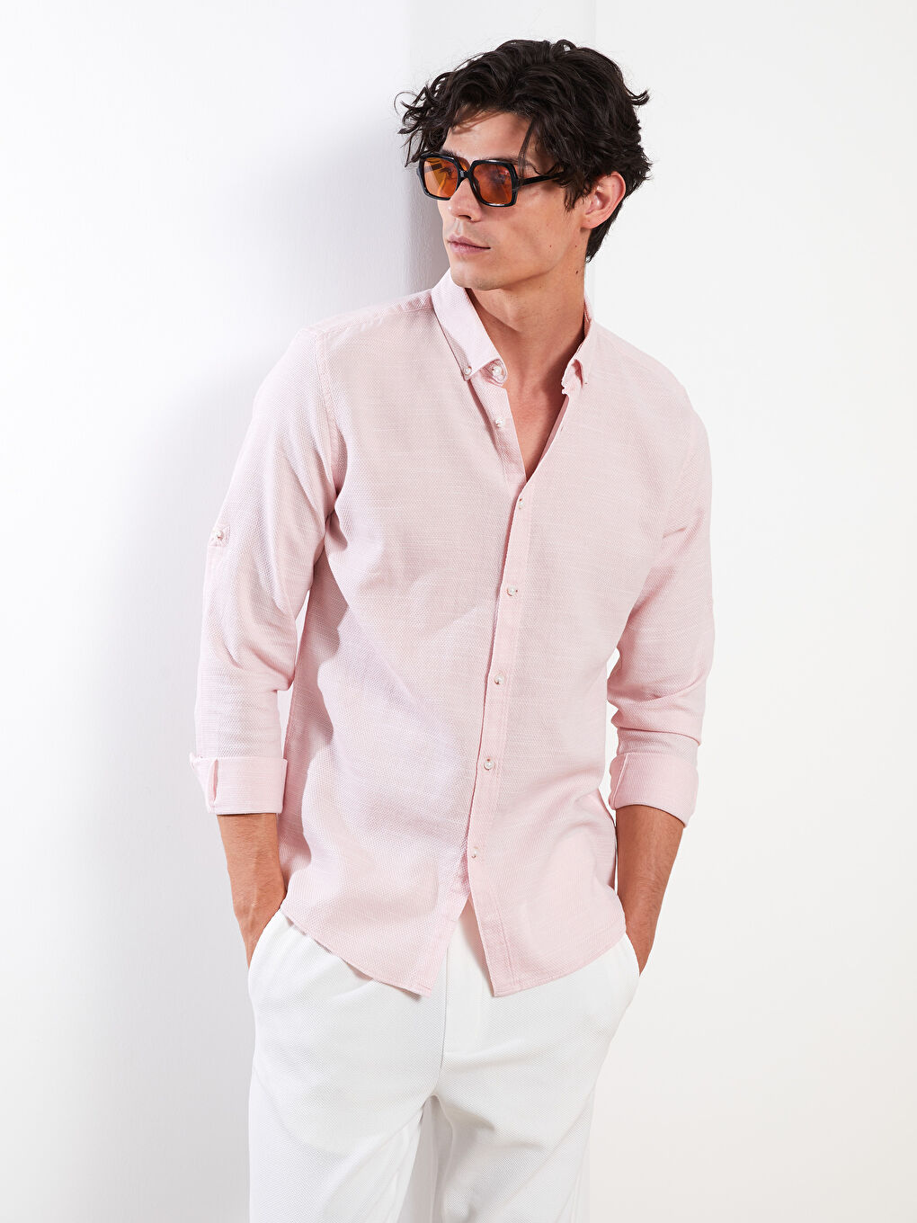 LCW Vision Pembe Slim Fit Uzun Kollu Erkek Gömlek - 2