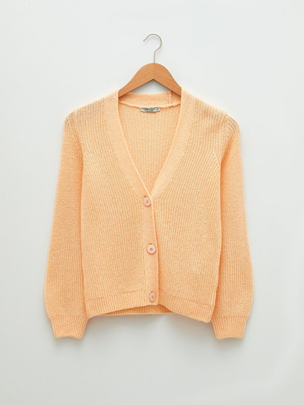 Sarı V Yaka Kadın Triko Hırka-5