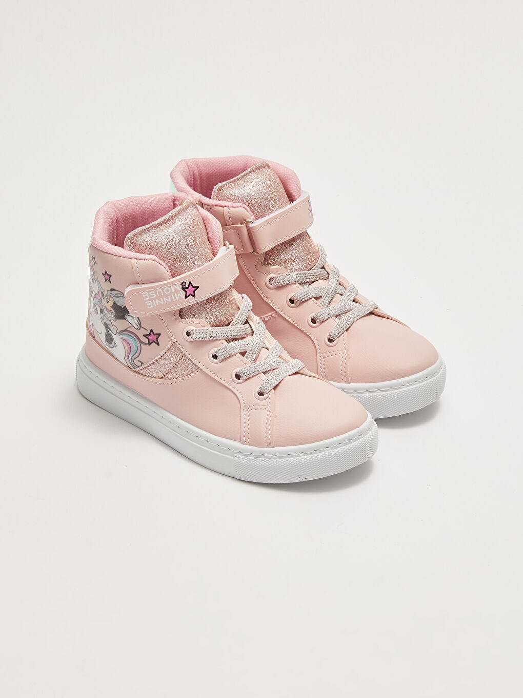 Pembe Minnie Mouse Lisanslı Bağcık Cırt Cırt ve Fermuarlı Kız Çocuk Bilek Boy Spor Ayakkabı-1