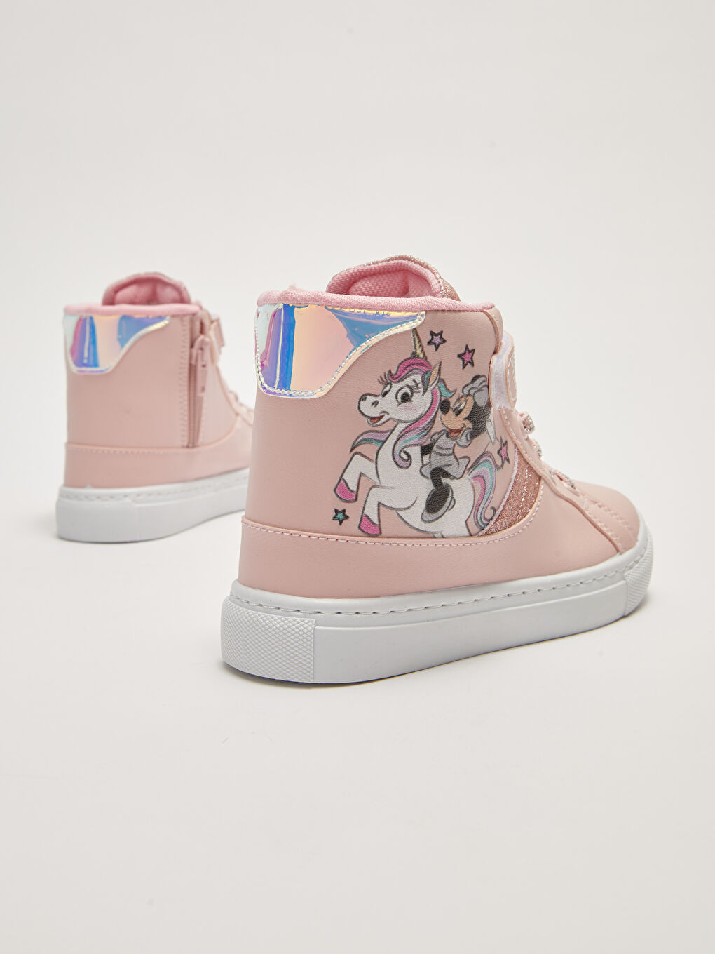 Pembe Minnie Mouse Lisanslı Bağcık Cırt Cırt ve Fermuarlı Kız Çocuk Bilek Boy Spor Ayakkabı-9