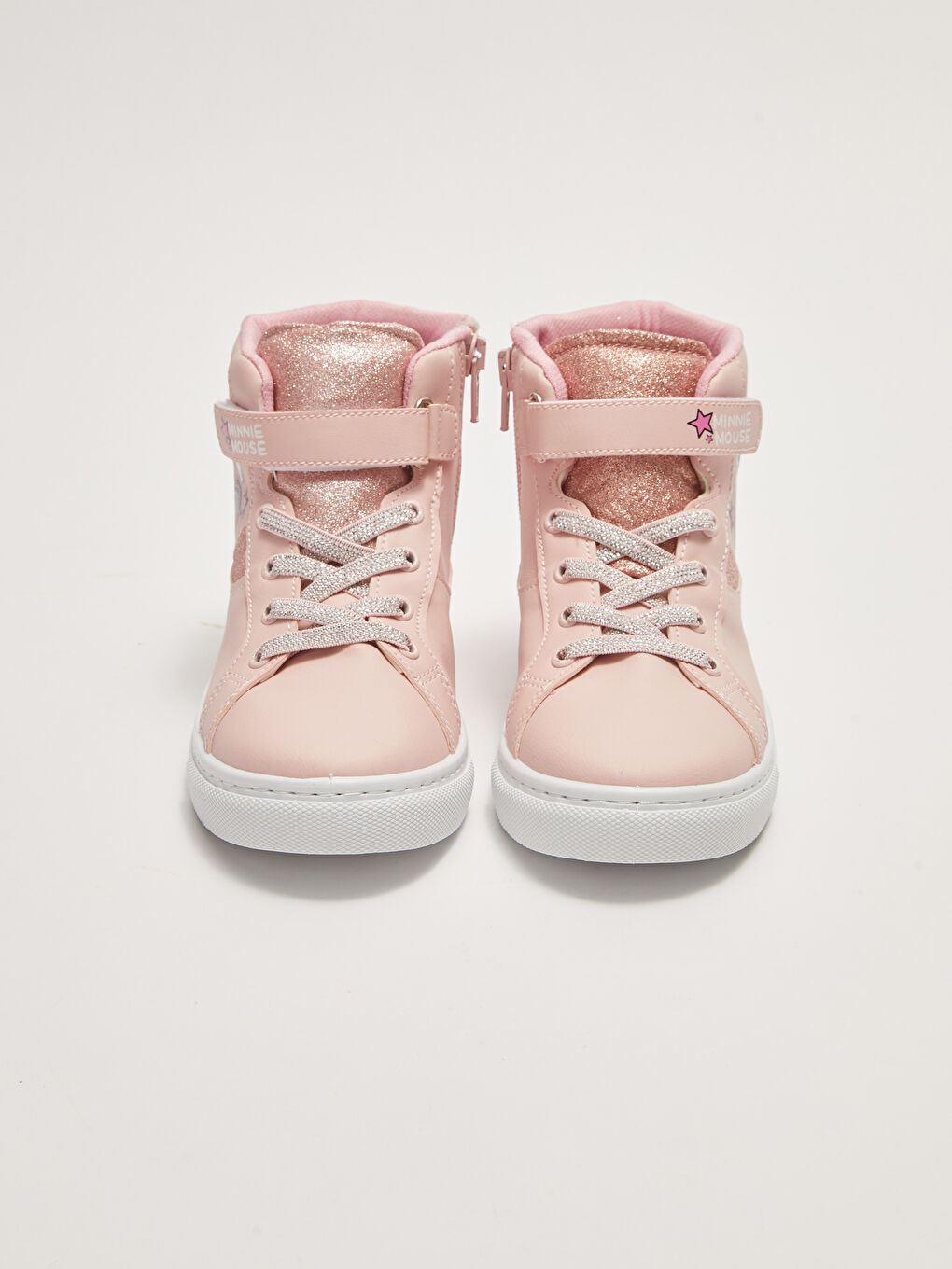 Pembe Minnie Mouse Lisanslı Bağcık Cırt Cırt ve Fermuarlı Kız Çocuk Bilek Boy Spor Ayakkabı-4