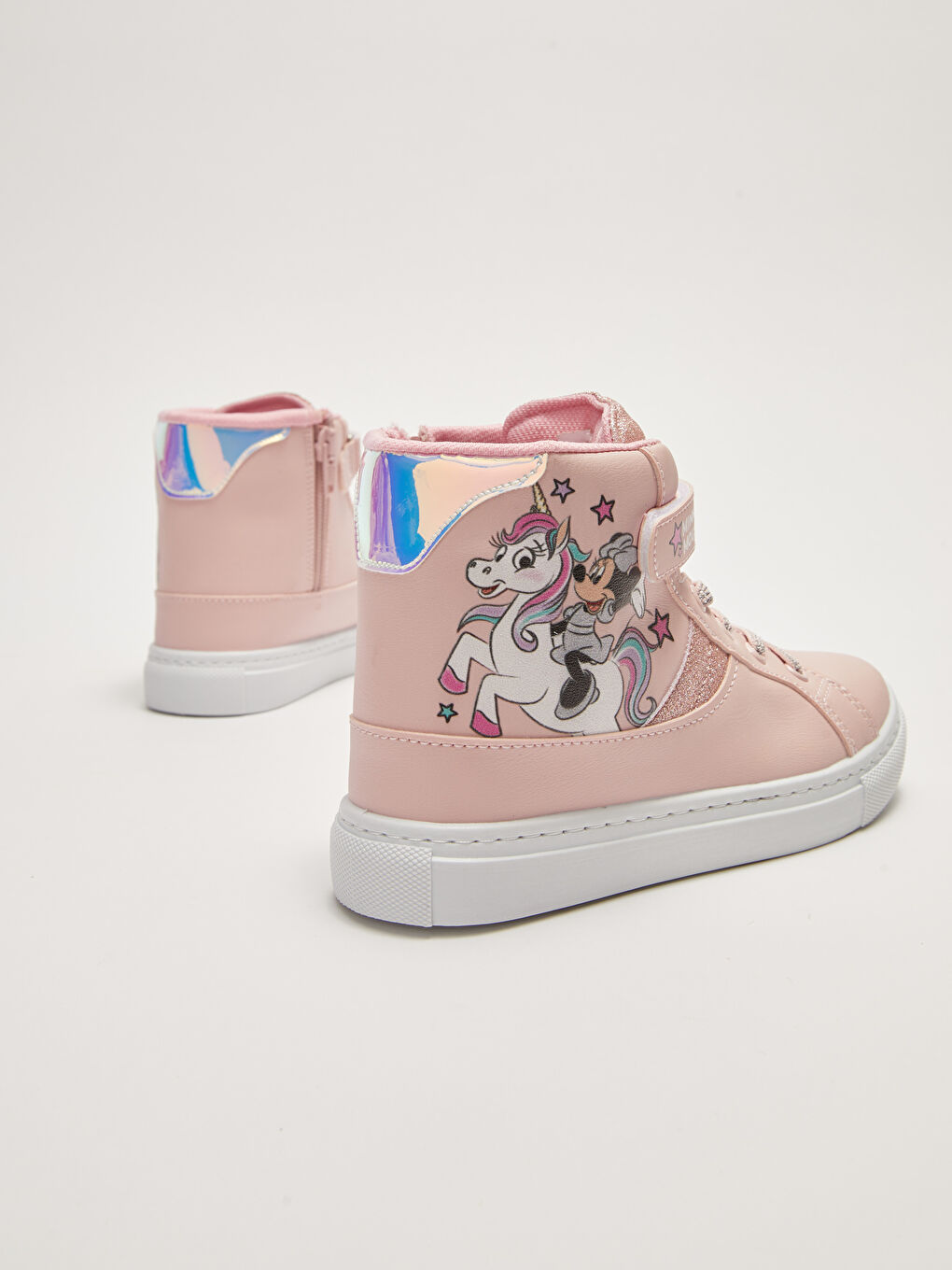 Pembe Minnie Mouse Lisanslı Bağcık Cırt Cırt ve Fermuarlı Kız Çocuk Bilek Boy Spor Ayakkabı-8