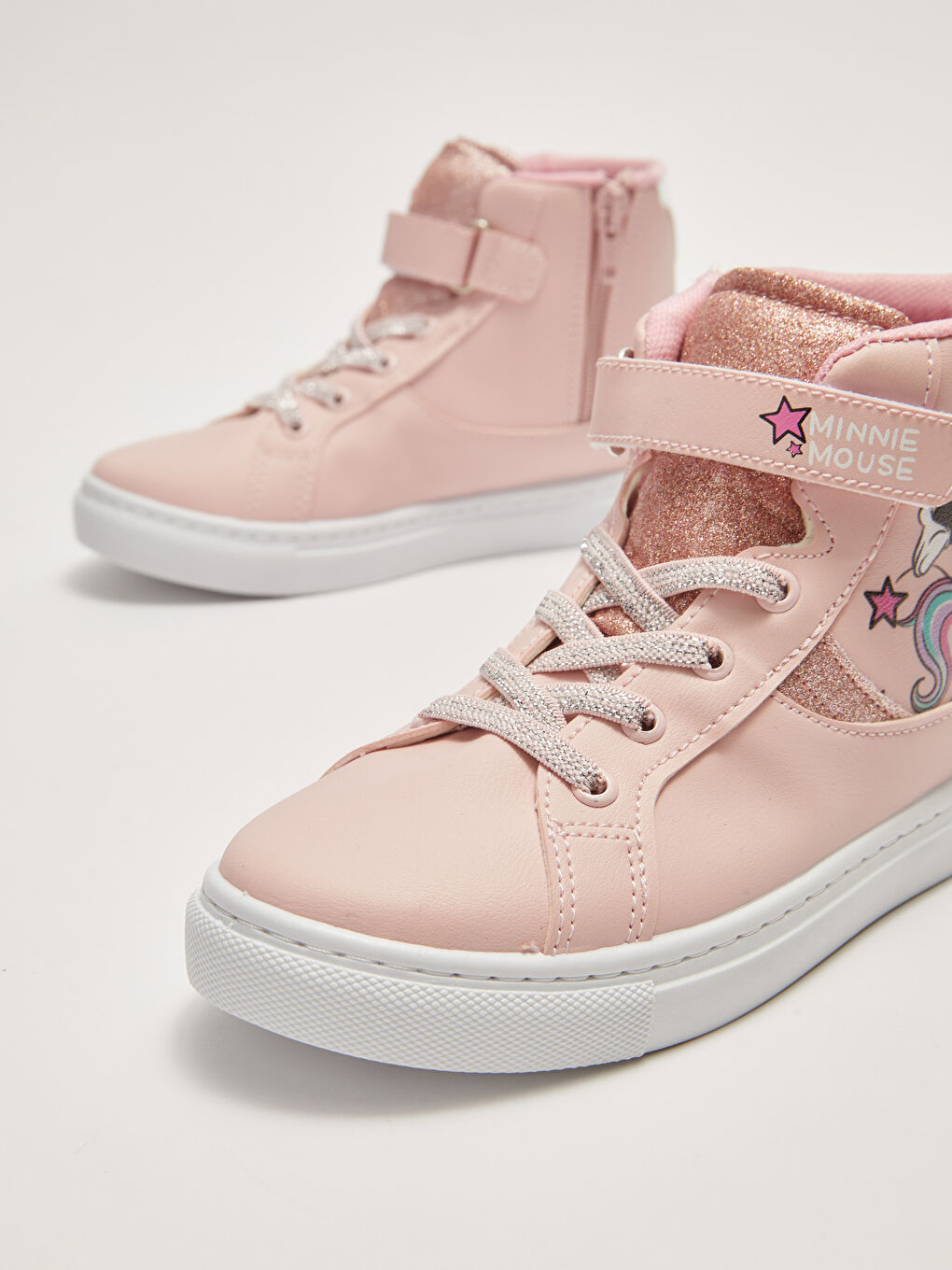 Pembe Minnie Mouse Lisanslı Bağcık Cırt Cırt ve Fermuarlı Kız Çocuk Bilek Boy Spor Ayakkabı-10