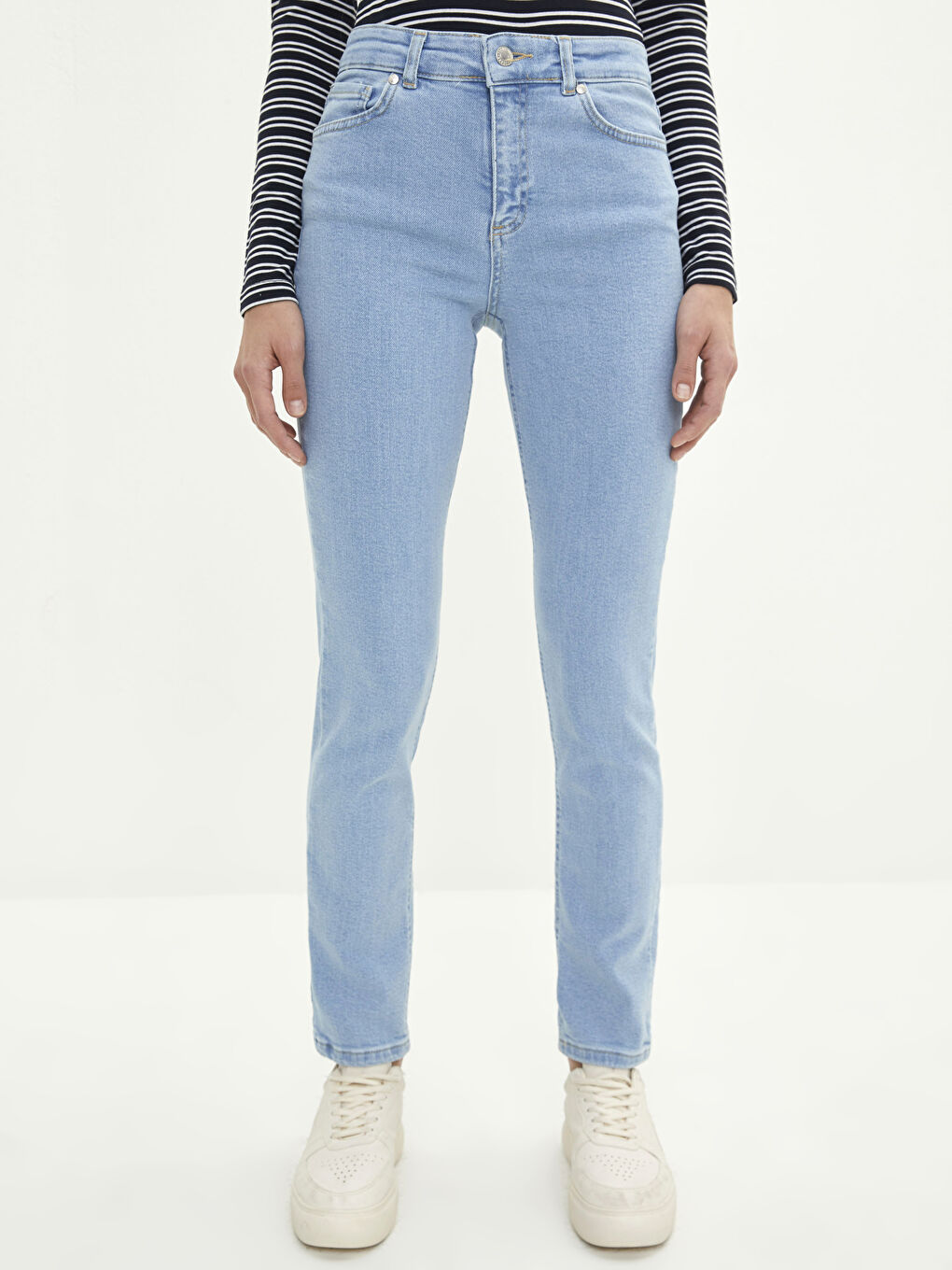 High Waisted Slim Fit Regular Pocket Detailed Women's Rodeo Denim Trousers-2