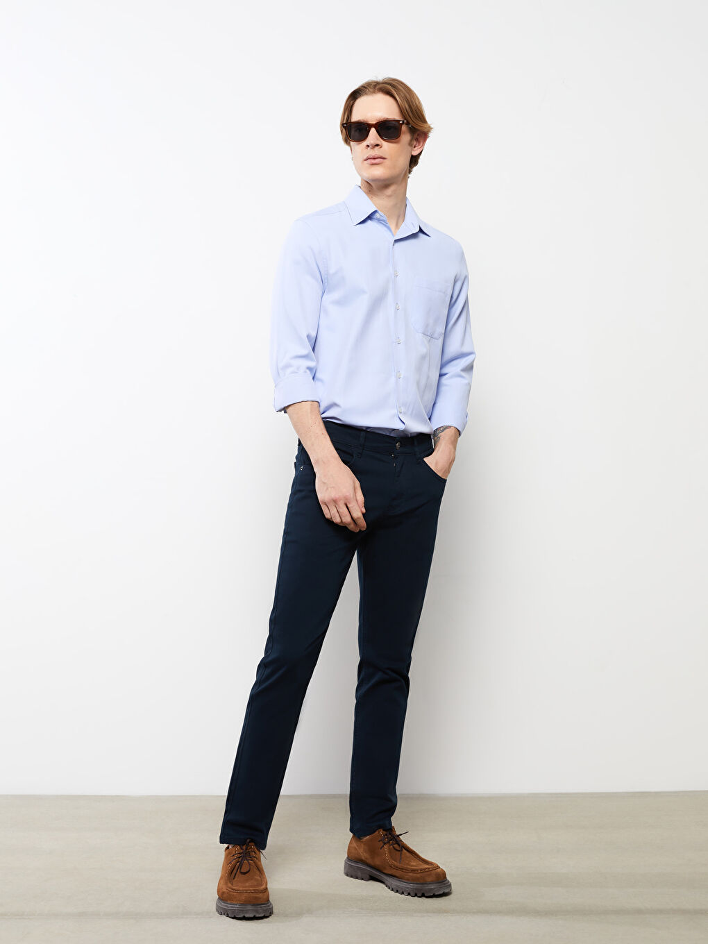 Брюки чино из габардина слим-фит для мужчин-1