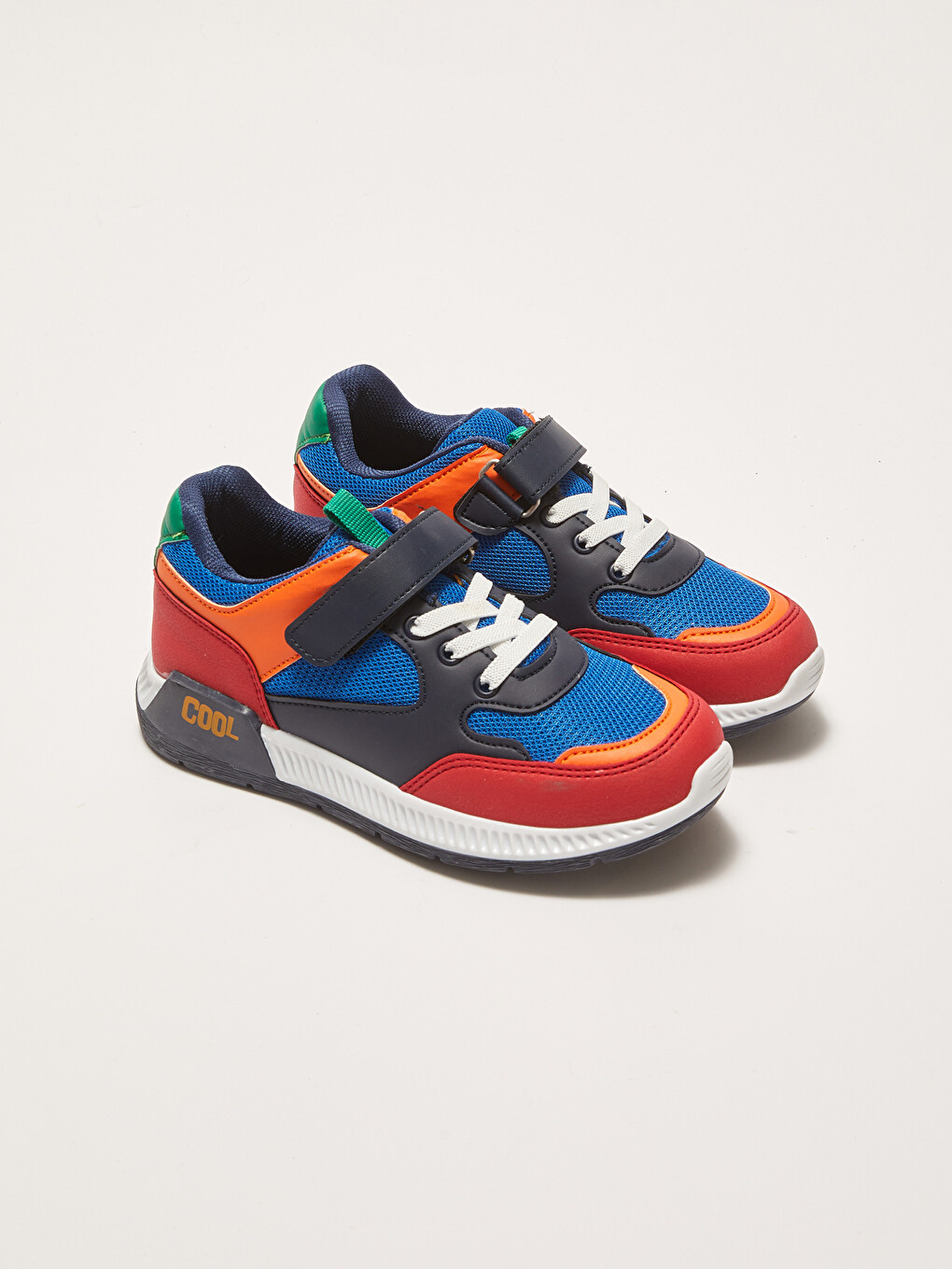 Color Block Laces & Hook-and-Loop Boys' Sneakers
