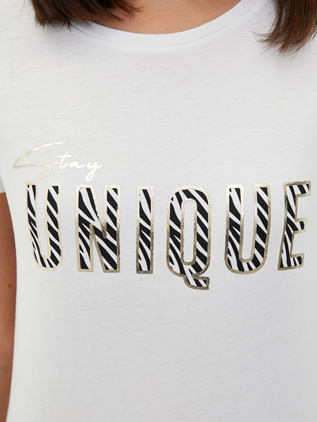 Crew Neck Slogan Printed Short Sleeve Cotton Women's T-Shirt-3