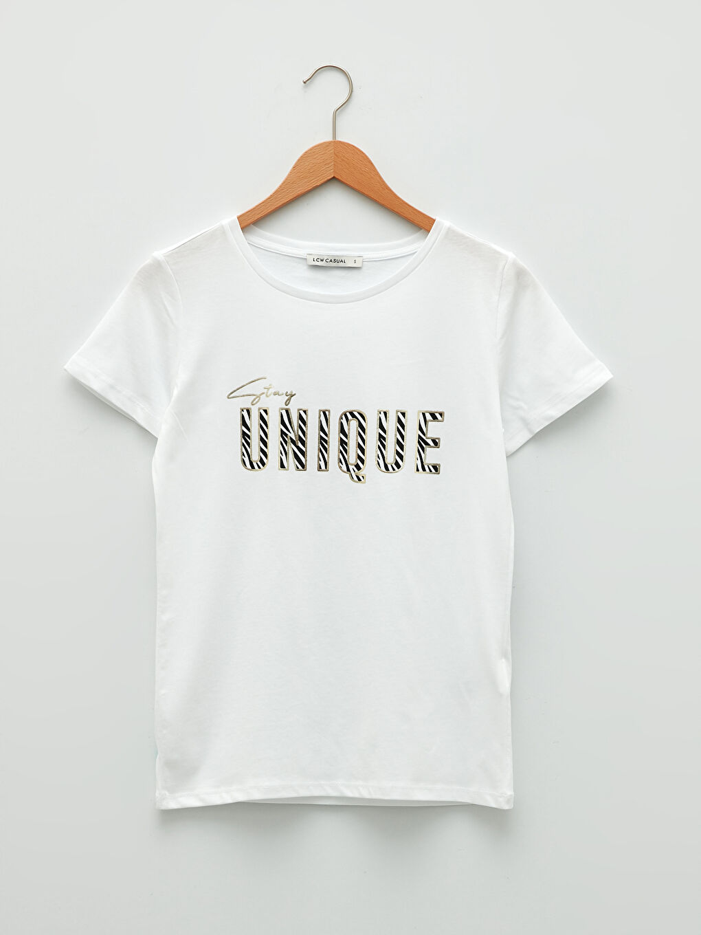 Crew Neck Slogan Printed Short Sleeve Cotton Women's T-Shirt-5