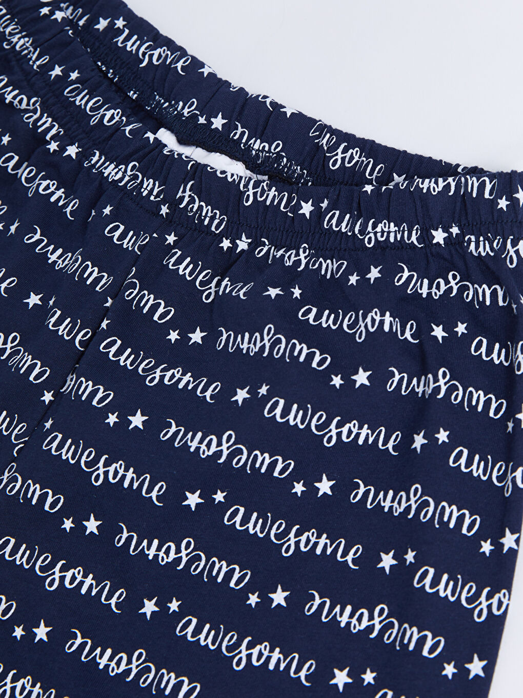 Lacivert Bisiklet Yaka Baskılı Kısa Kollu Pamuklu Kız Çocuk Şortlu Pijama Takımı-4