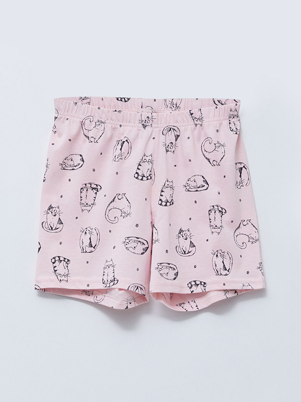 Crew Neck Printed Short Sleeve Cotton Girl's Short Pajamas Set-2