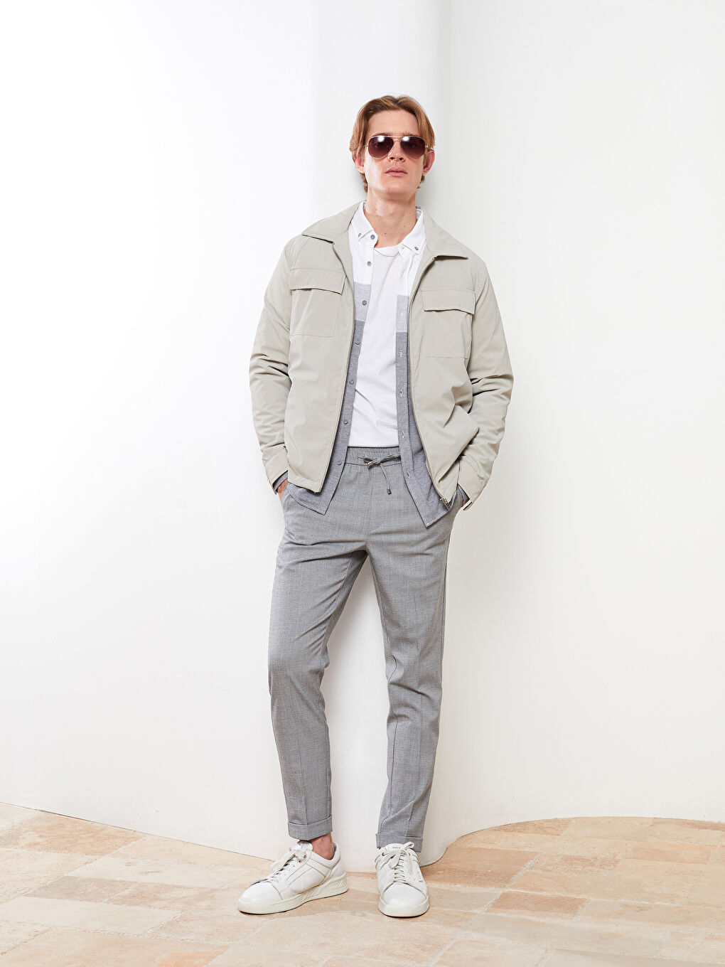 Pantaloni Slim Fit din In pentru Bărbați-1