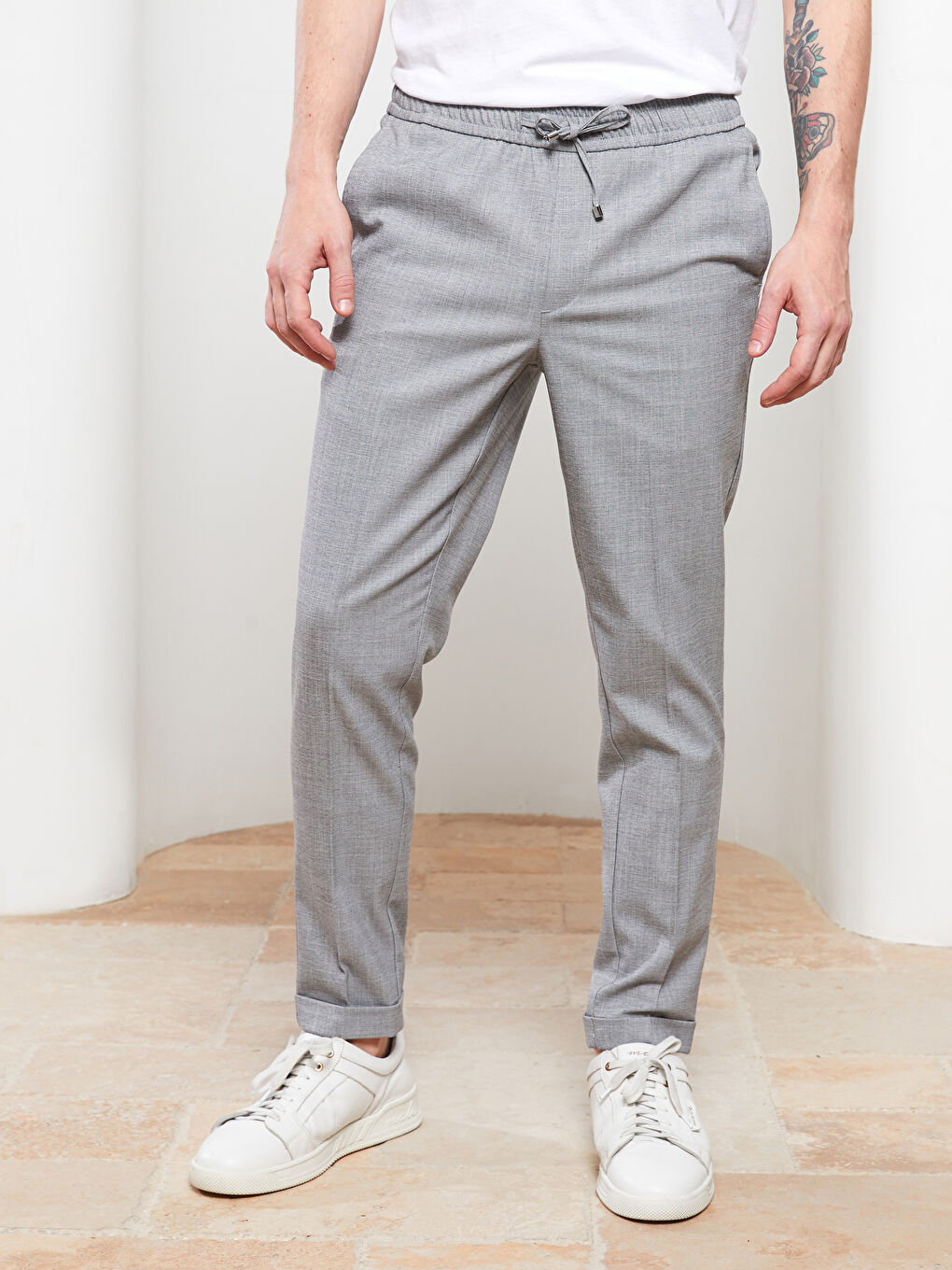 Pantaloni Slim Fit din In pentru Bărbați-3