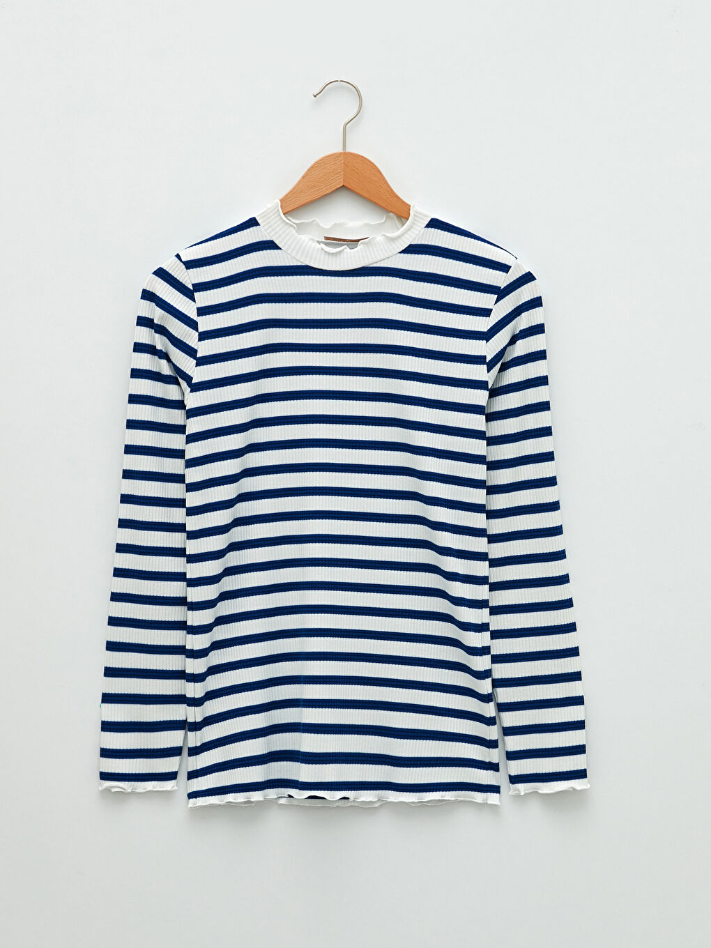 Ruffled High Neck Striped Long Sleeve Women's Body-4