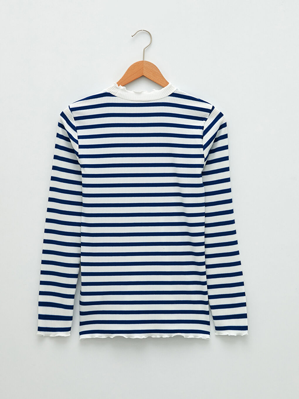 Ruffled High Neck Striped Long Sleeve Women's Body-5