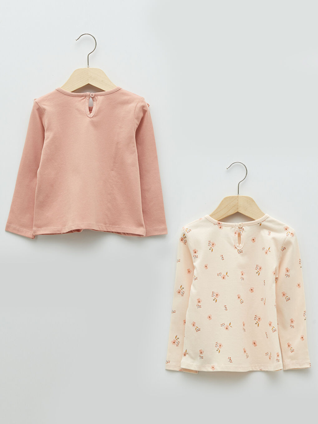 Turuncu Bisiklet Yaka Uzun Kollu Baskılı Kız Bebek Tişört 2'li-1