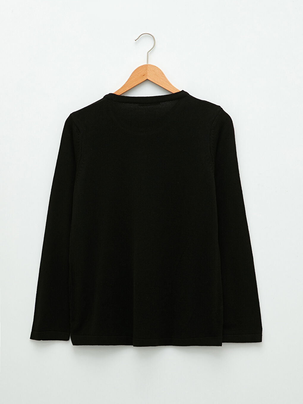 Siyah Bisiklet Yaka Nakışlı Kadın Triko Kazak-6