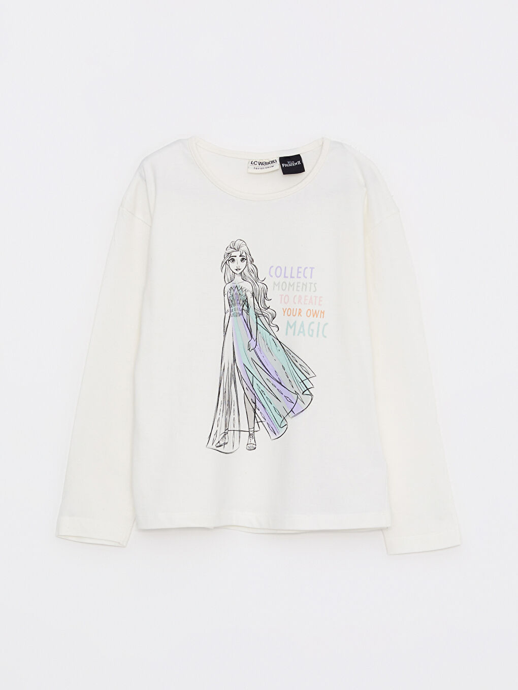 Crew Neck Elsa Printed Long Sleeve Cotton Girl T-shirt -S2BE43Z4-R9J