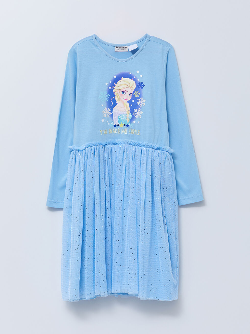 Crew Neck Elsa Printed Long Sleeve Girls' Dress -S2BE44Z4-FND