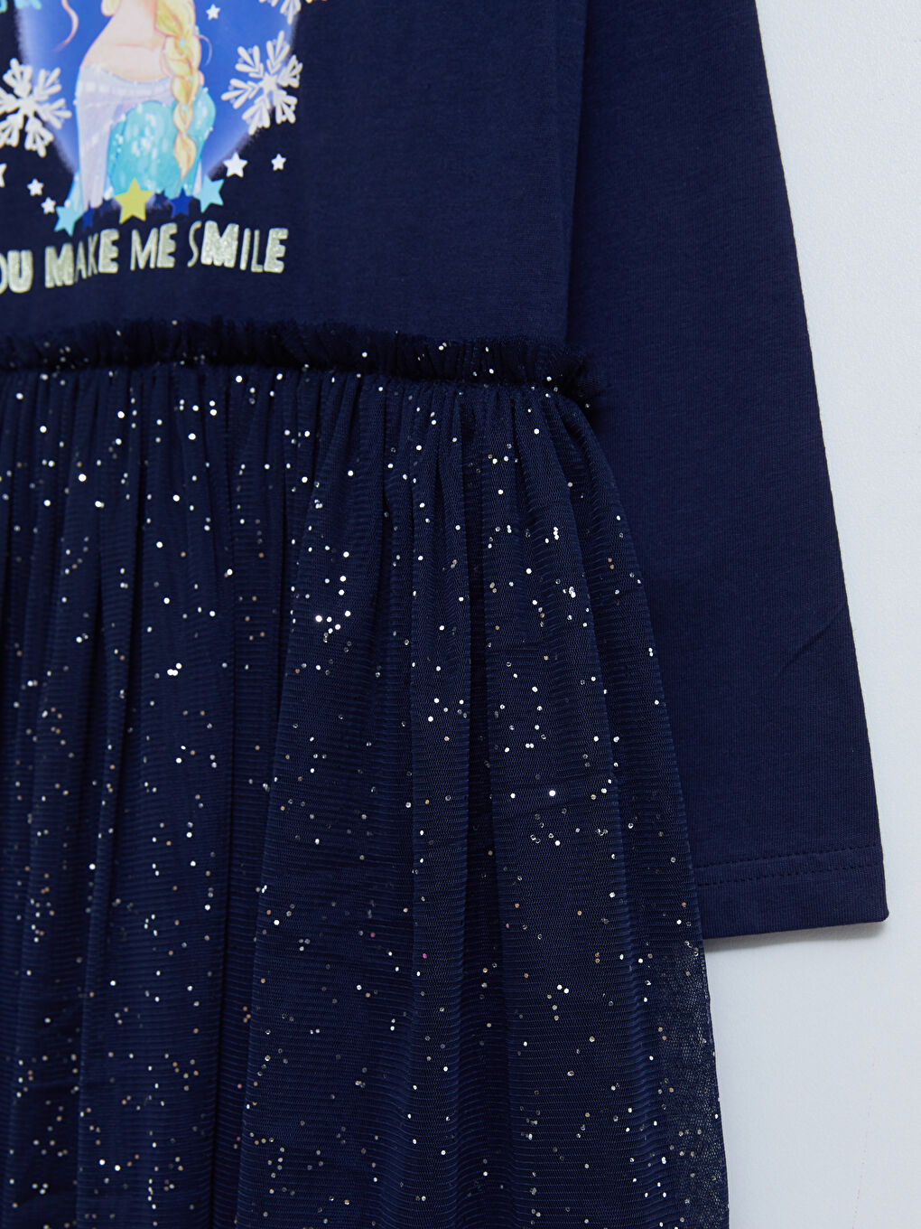 LCW Kids Crew Neck Elsa Printed Long Sleeve Girls' Dress -S2BE44Z4-HFH