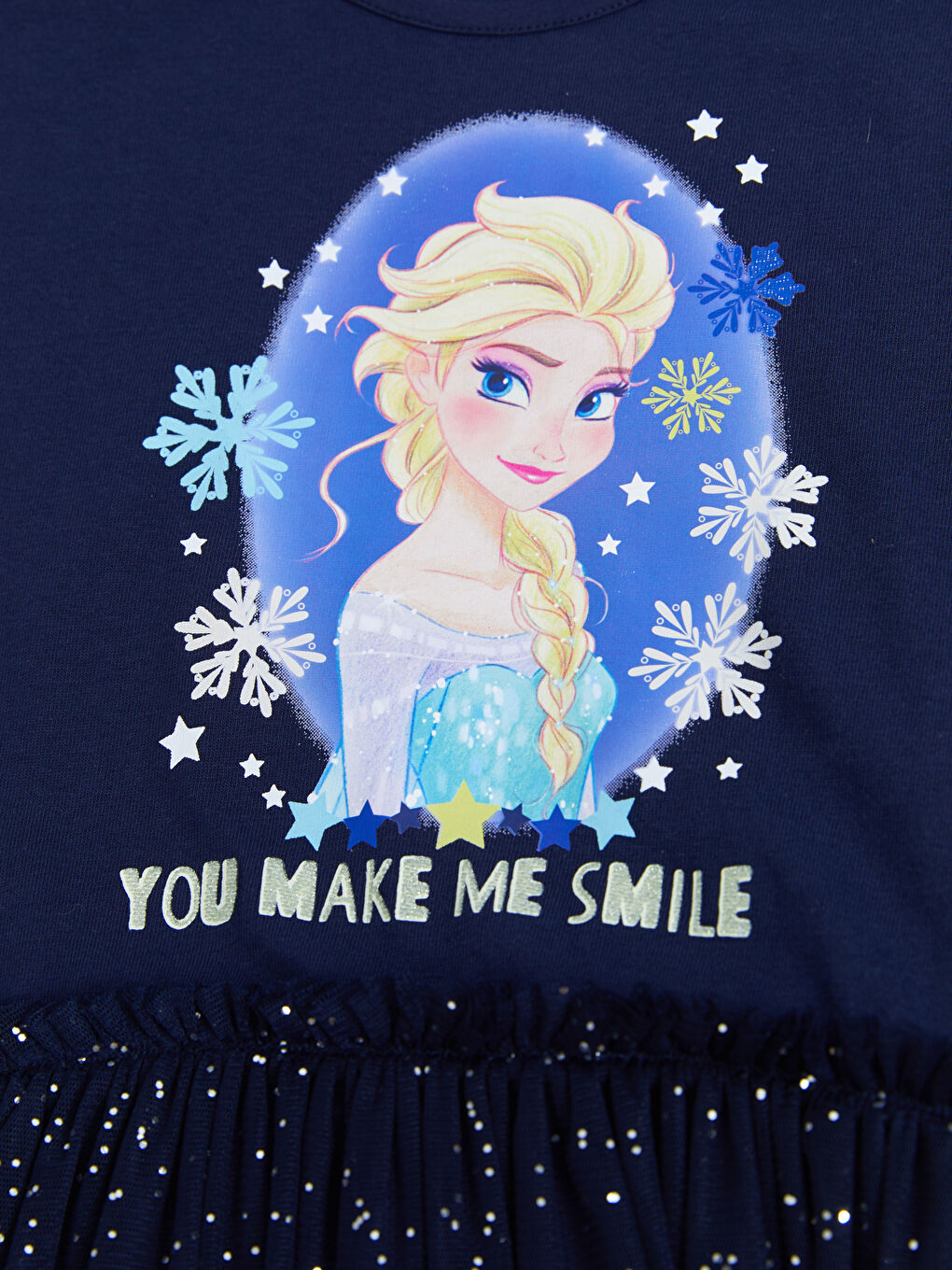 LCW Kids Crew Neck Elsa Printed Long Sleeve Girls' Dress -S2BE44Z4-HFH