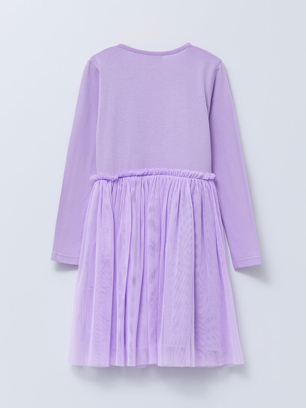 LCW Kids Crew Neck Elsa Printed Long Sleeve Girls' Dress -S2BE45Z4-G0W