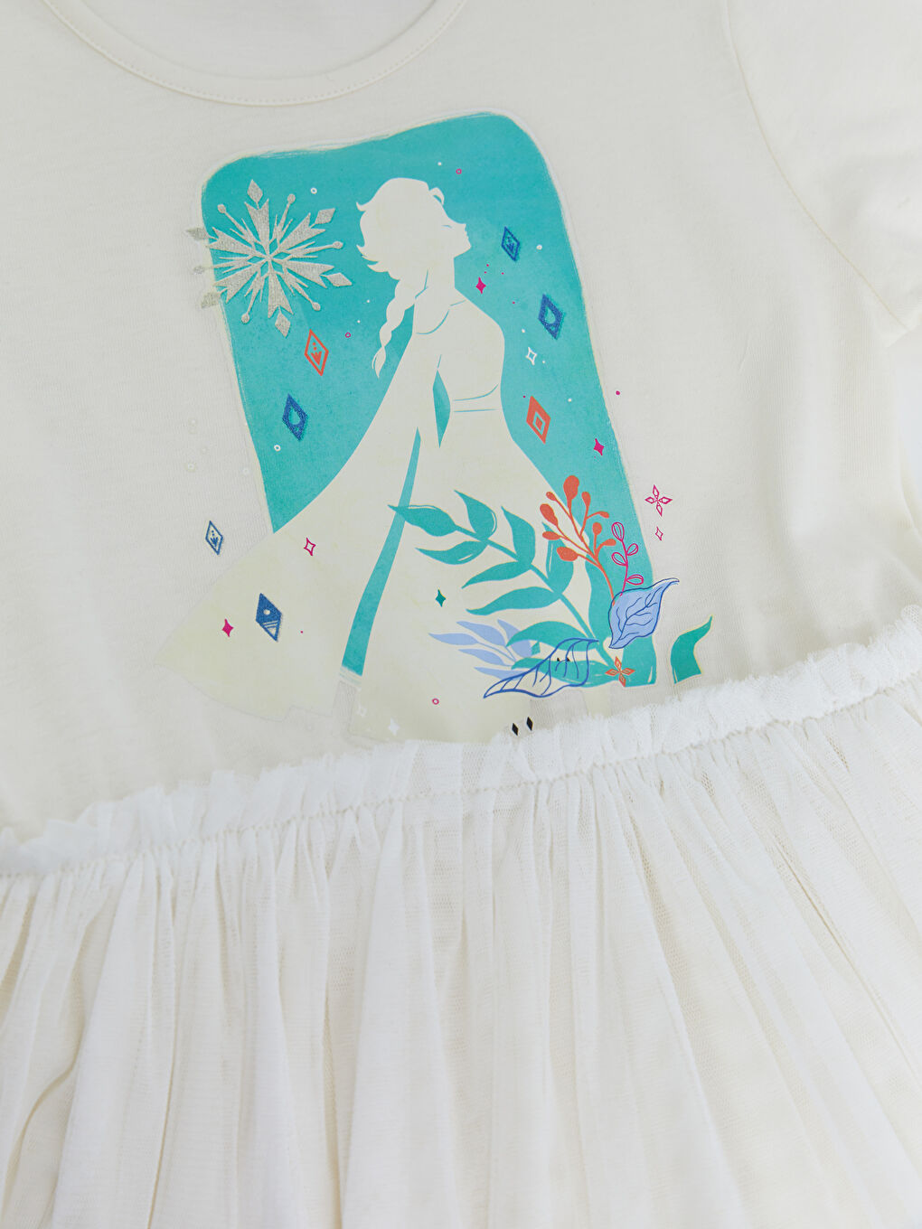 Платье с круглым вырезом, принтом Эльзы и длинным рукавом для девочек-2