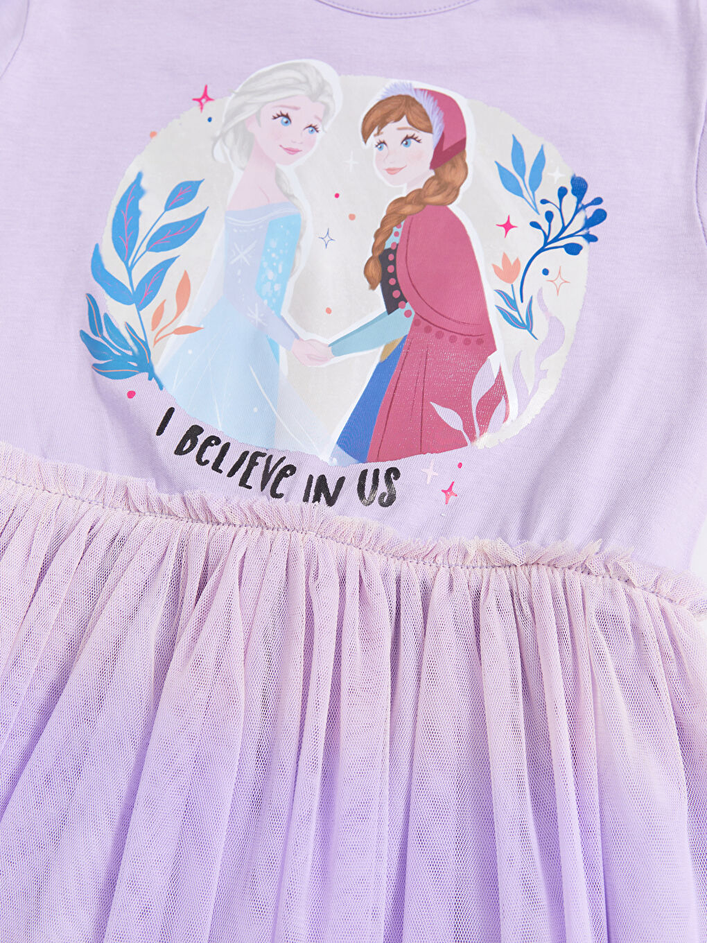 Crew Neck Frozen Printed Short Sleeve Girl Dress-2