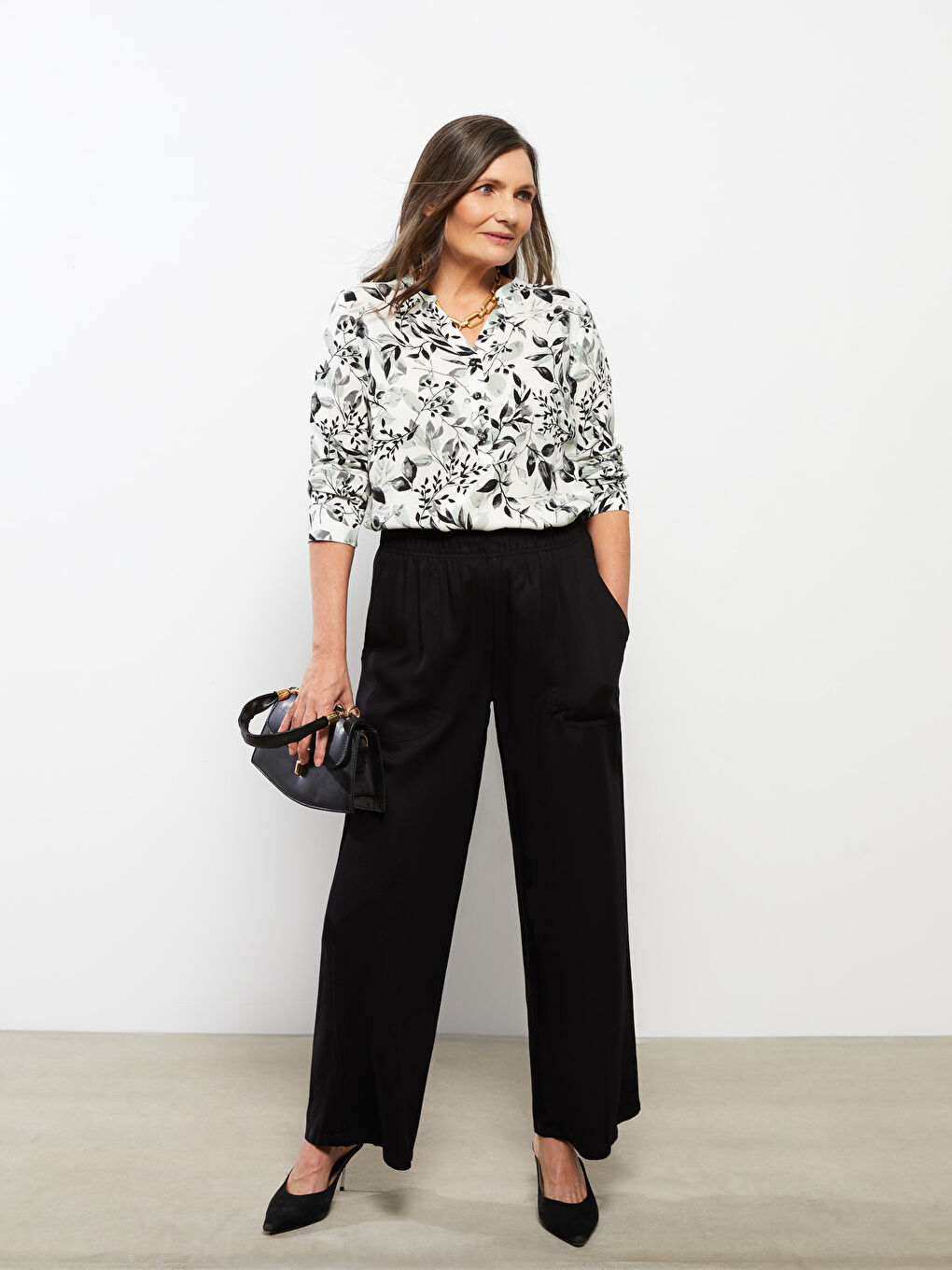 Pantalon Viscose Droit pour Femmes Coupe Confortable à Taille Élastique