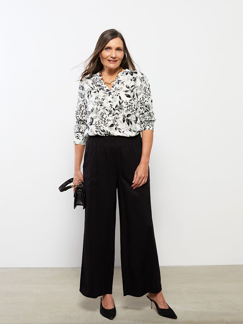 Pantalon Viscose Droit pour Femmes Coupe Confortable à Taille Élastique-2