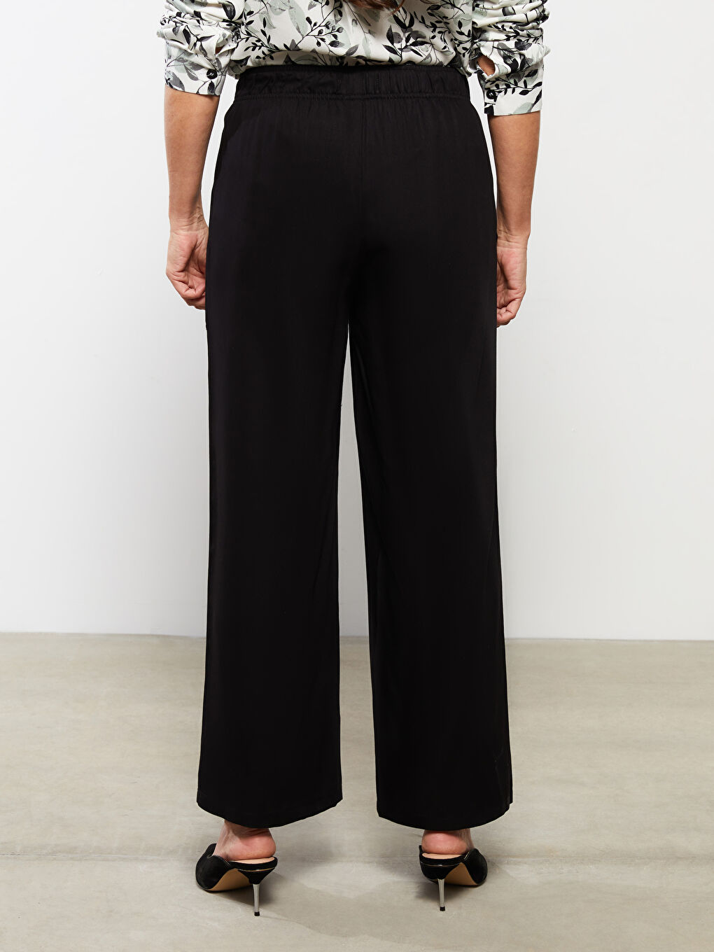 Pantalon Viscose Droit pour Femmes Coupe Confortable à Taille Élastique-5