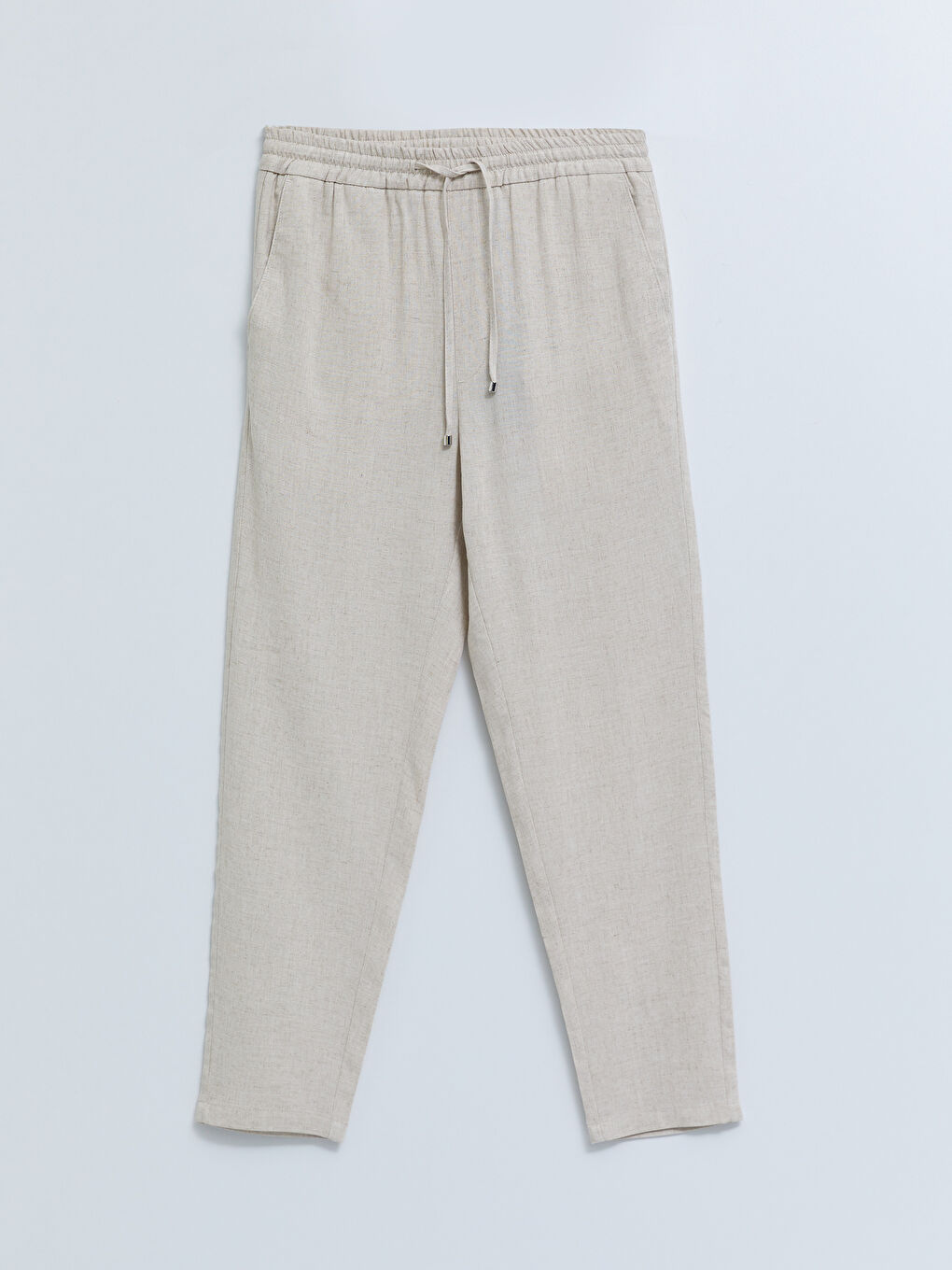 Slim Fit Men's Trousers with Tie Waist Detail-5