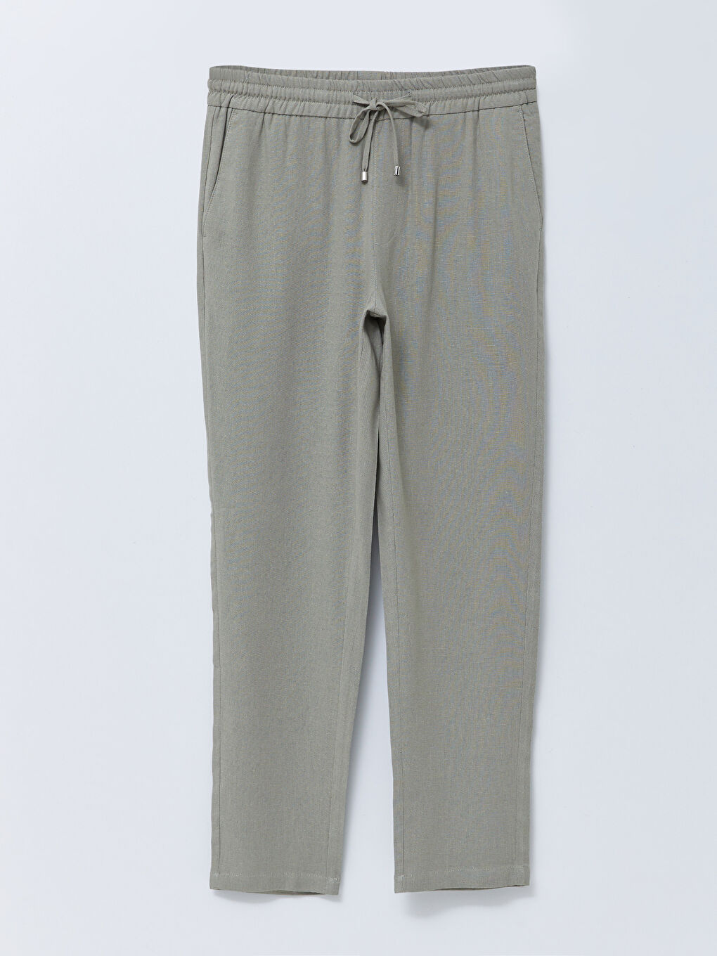 Slim Fit Men's Trousers with Tie Waist Detail-5