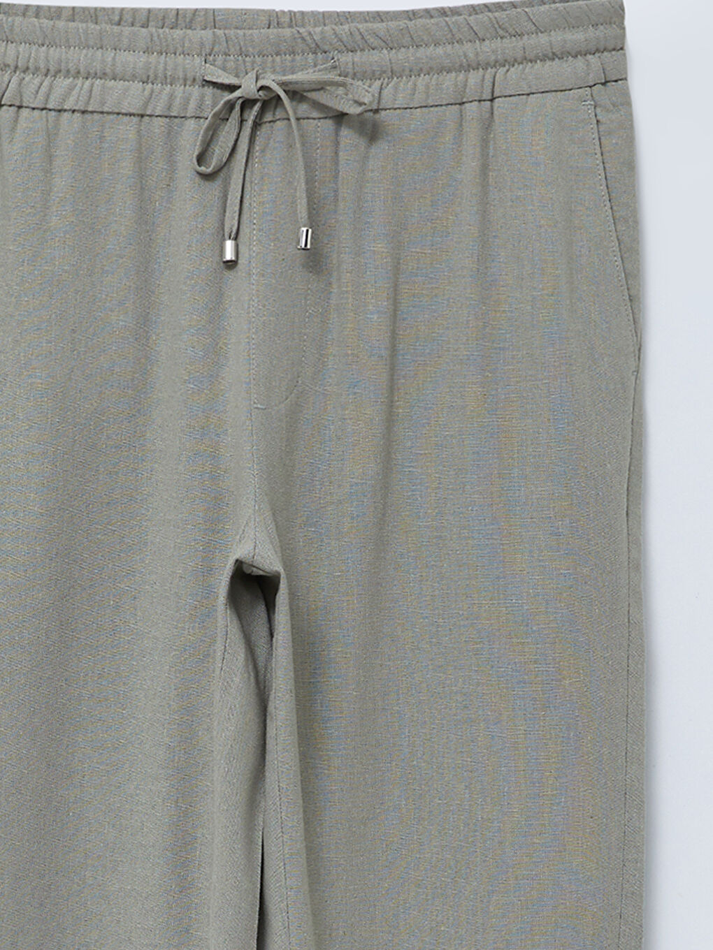 Slim Fit Men's Trousers with Tie Waist Detail-7