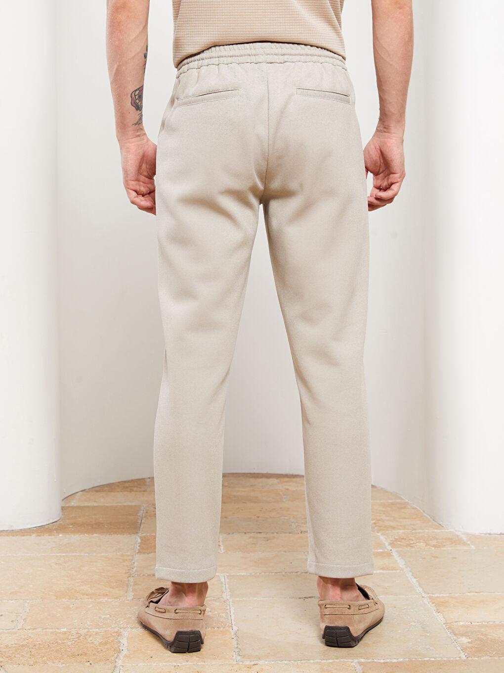 Bej Slim Fit Erkek Pantolon-5