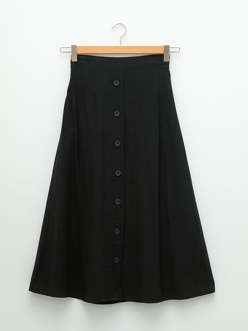 Siyah Kadın Beli Lastikli Düz Etek-6