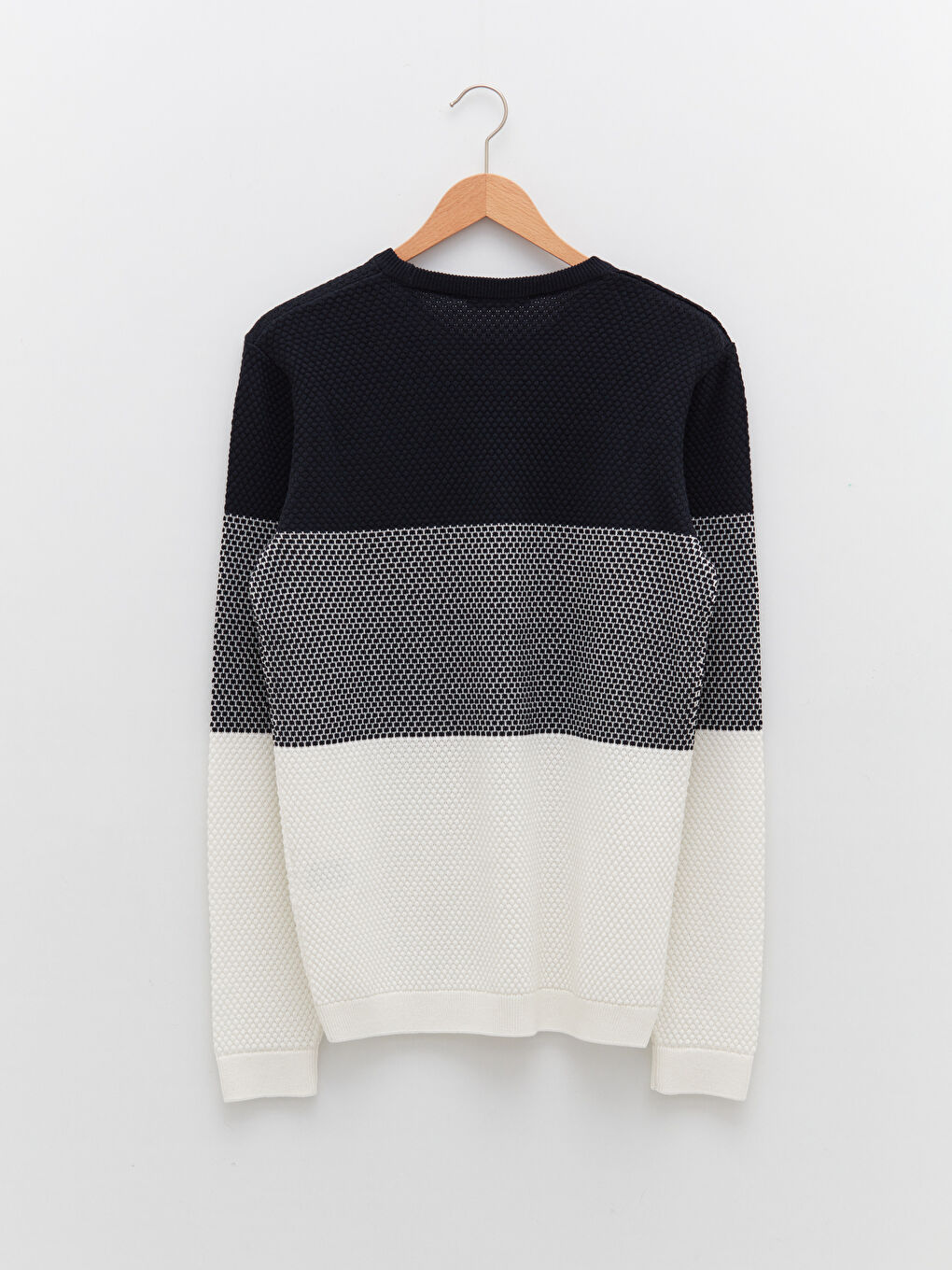 Crew Neck Long Sleeve Men's Tricot Sweater with Color Block -S2BE69Z8-J2Y
