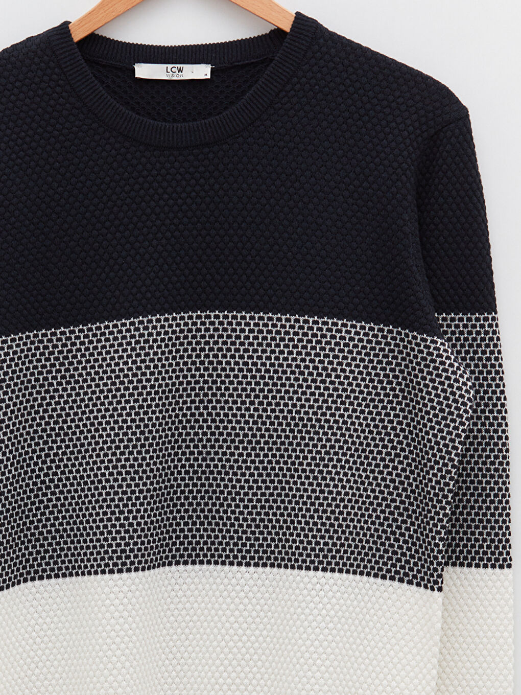Crew Neck Long Sleeve Men's Tricot Sweater with Color Block -S2BE69Z8-J2Y
