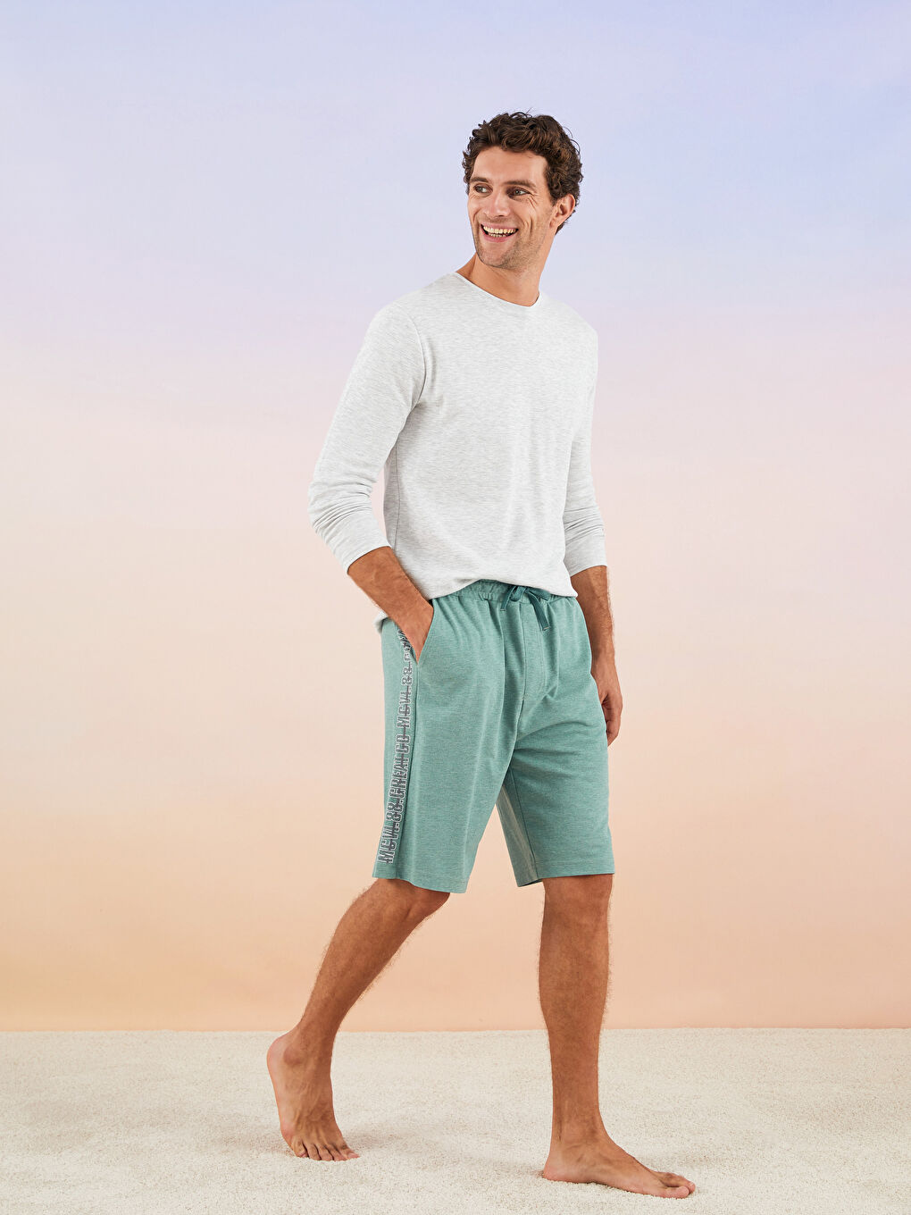 Yeşil Standart Kalıp Erkek Pijama Alt Şort