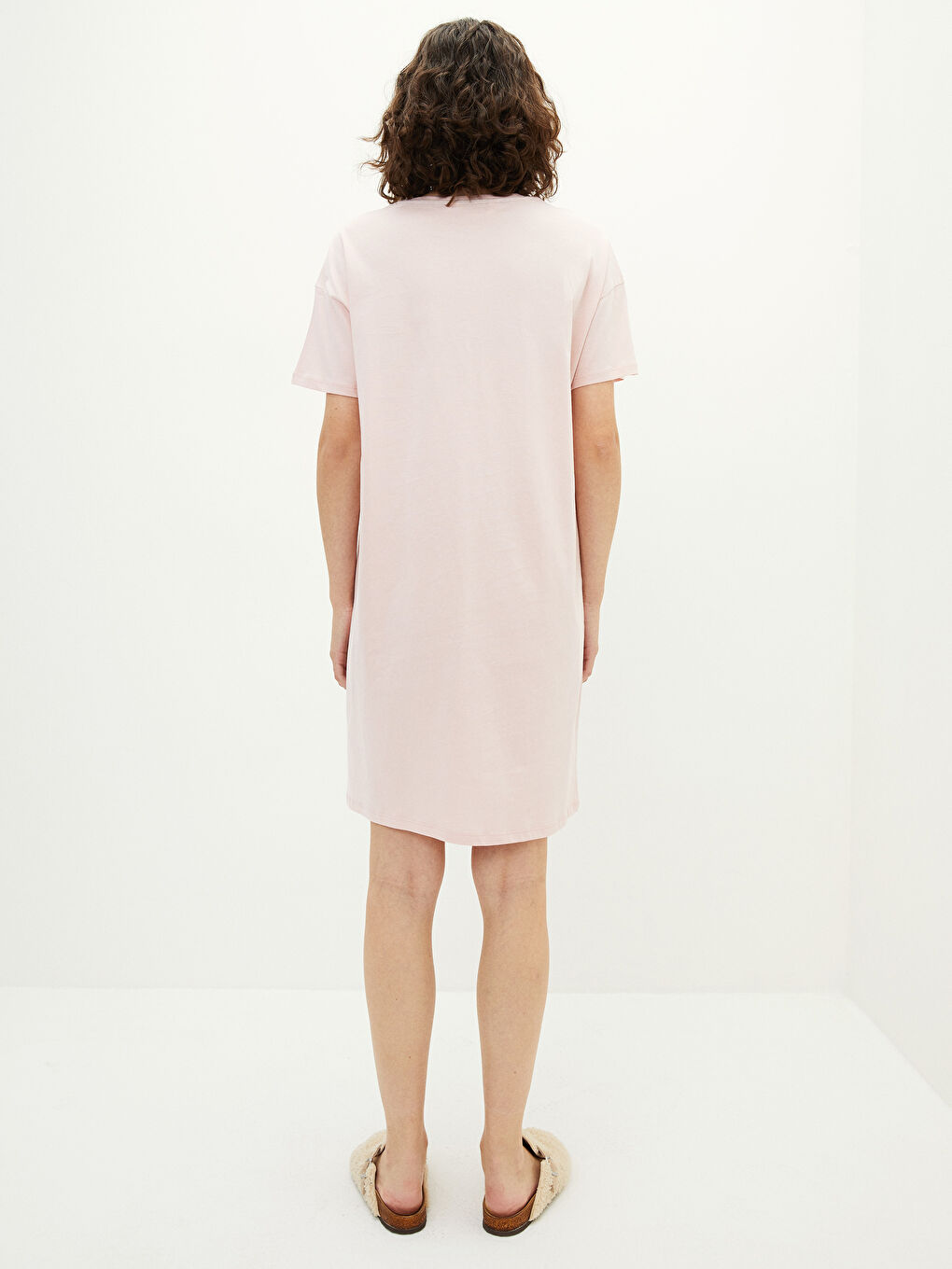 Crew Neck Printed Short Sleeve Cotton Women's Nightgown-3