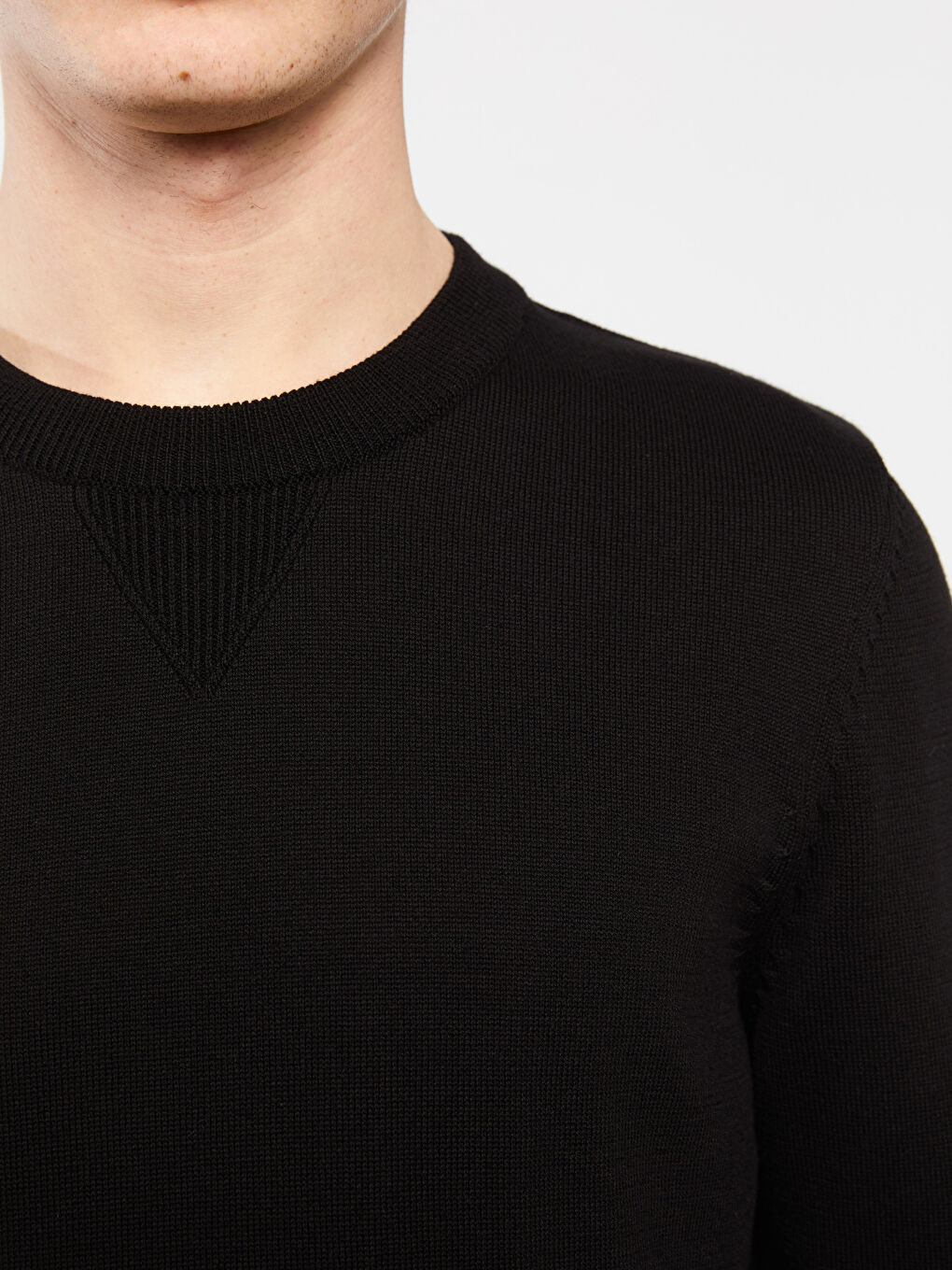 Rundhalsausschnitt Langarm Dünner Herren Strickpullover-3