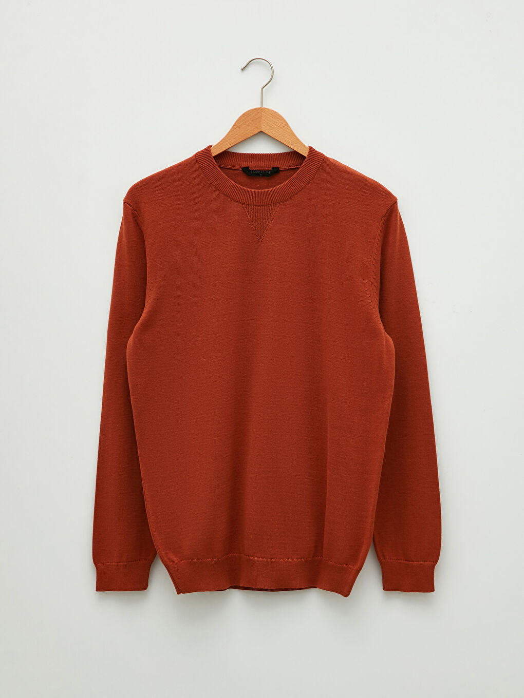 Kahverengi Bisiklet Yaka Uzun Kollu İnce Erkek Triko Kazak-5