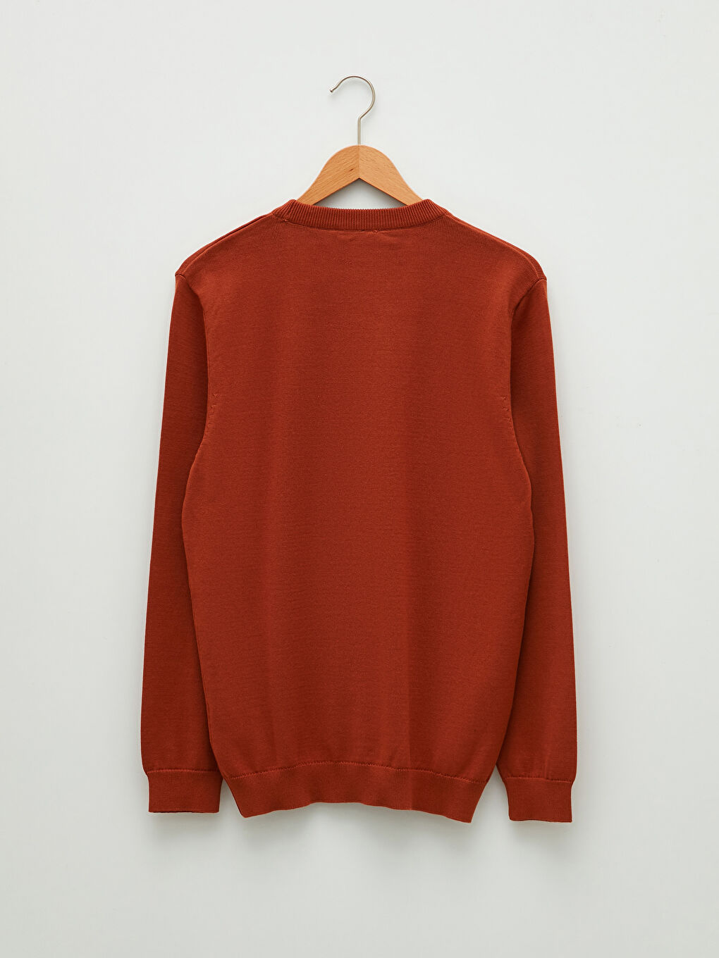 Kahverengi Bisiklet Yaka Uzun Kollu İnce Erkek Triko Kazak-6