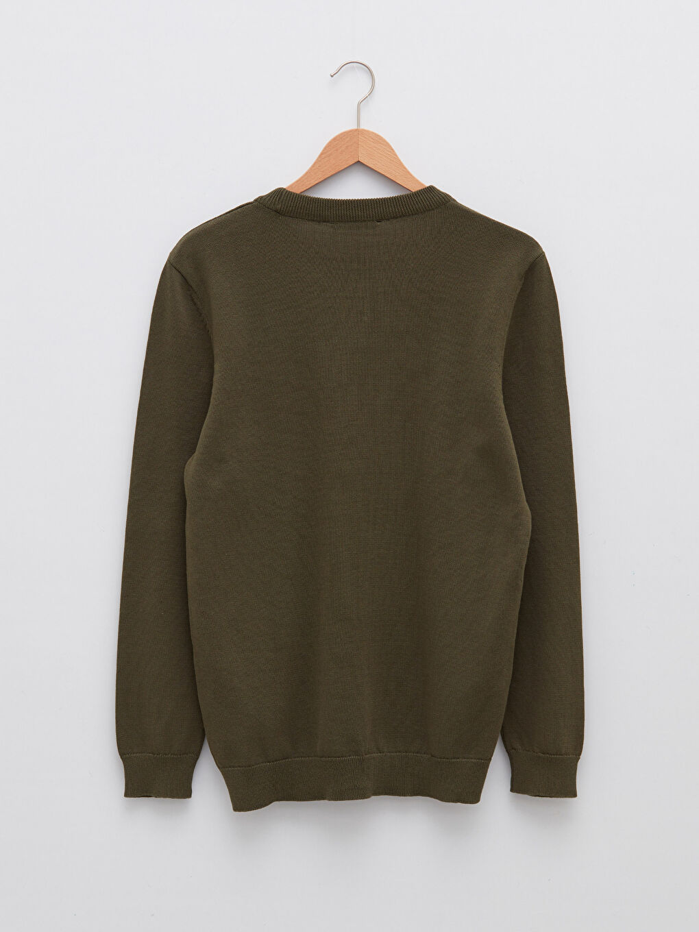 Haki Bisiklet Yaka Uzun Kollu İnce Erkek Triko Kazak-6