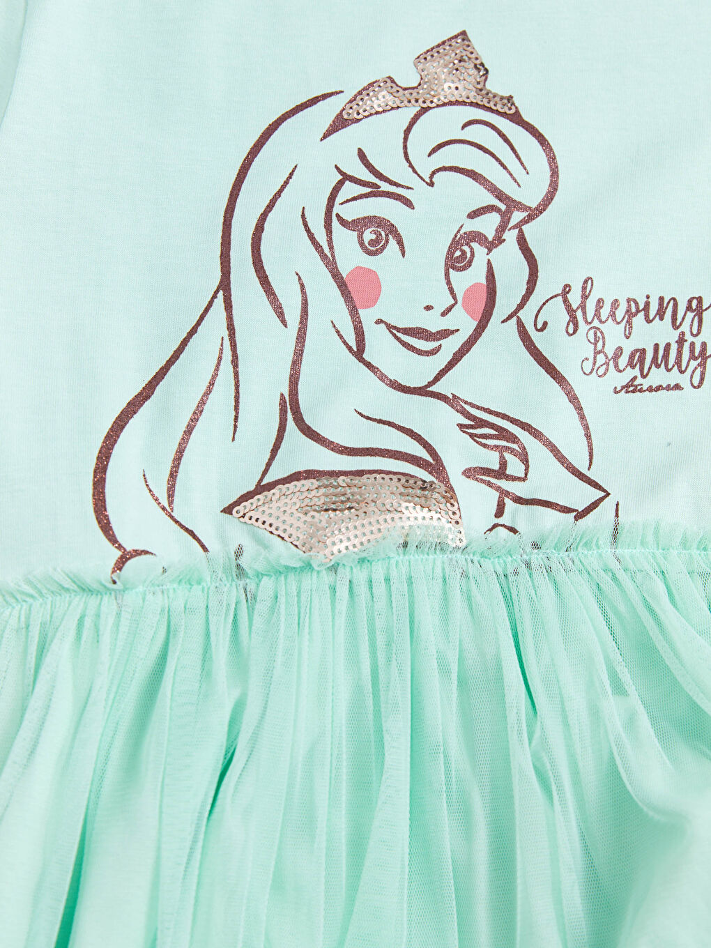 LCW Kids Crew Neck Disney Princess Printed Long Sleeve Girls Dress -S2BF05Z4-FXS